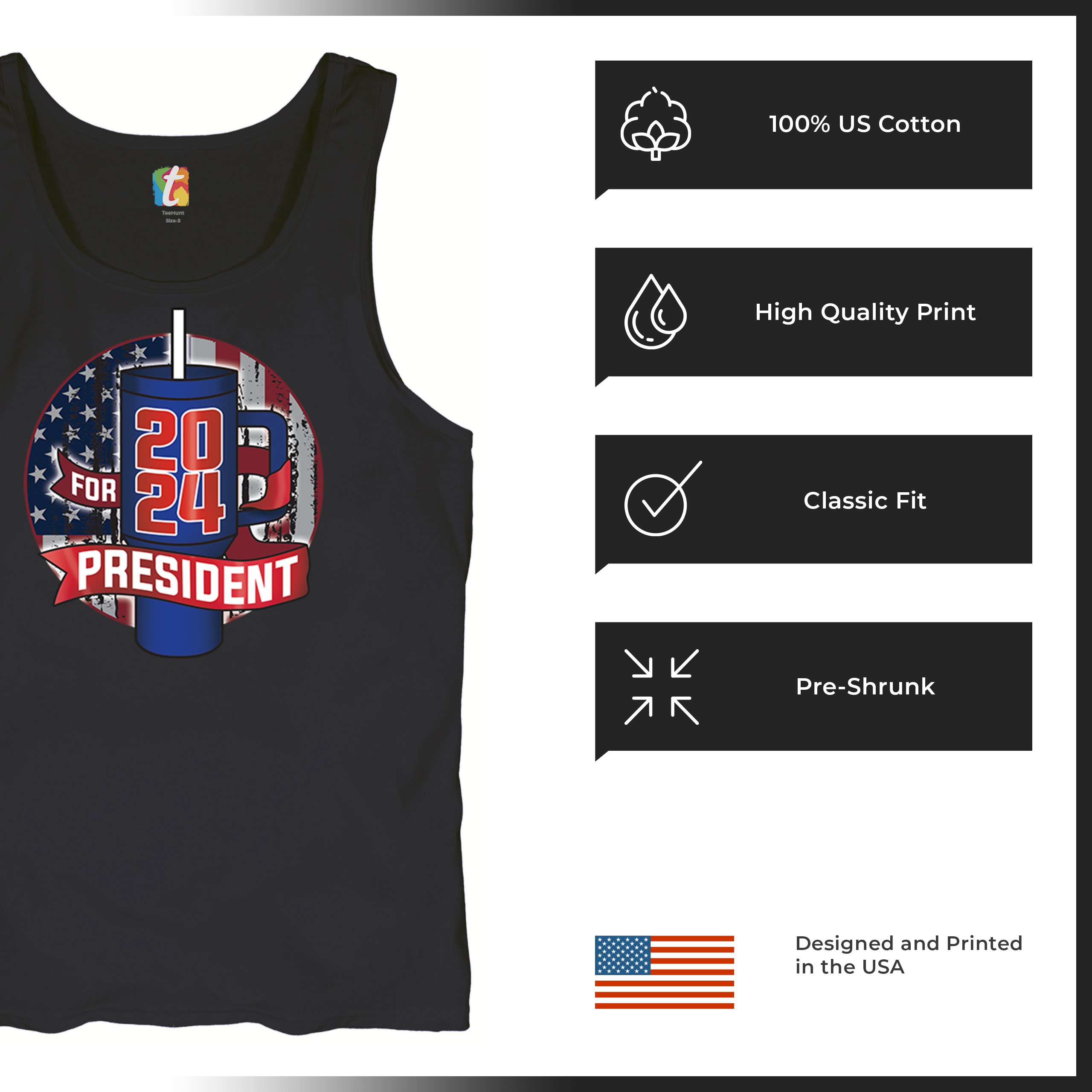 Cup For President 2024 Tank Top Fun Water Bottle Vote Tumbler Parody Men's Top - Picture 7 of 43