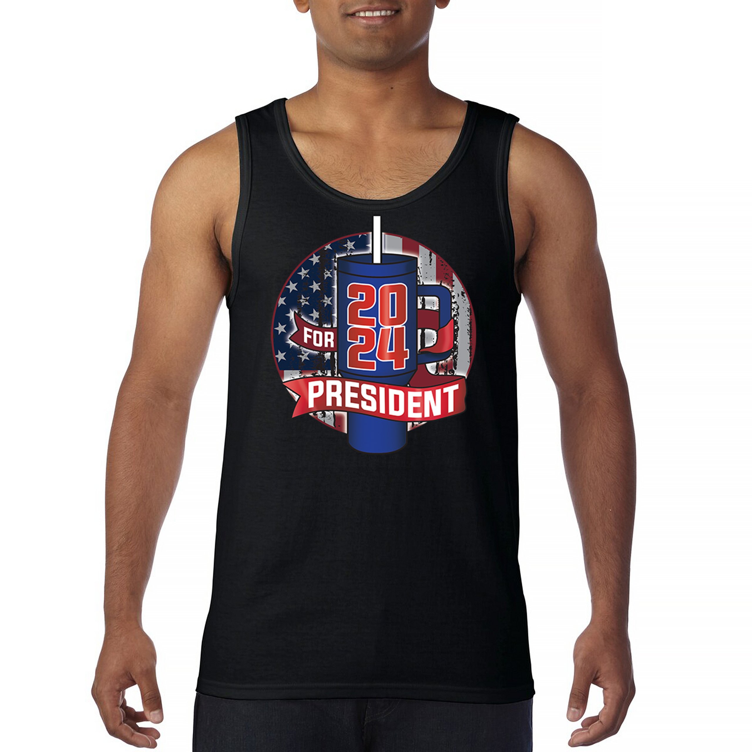Cup For President 2024 Tank Top Fun Water Bottle Vote Tumbler Parody Men's Top - Picture 2 of 43
