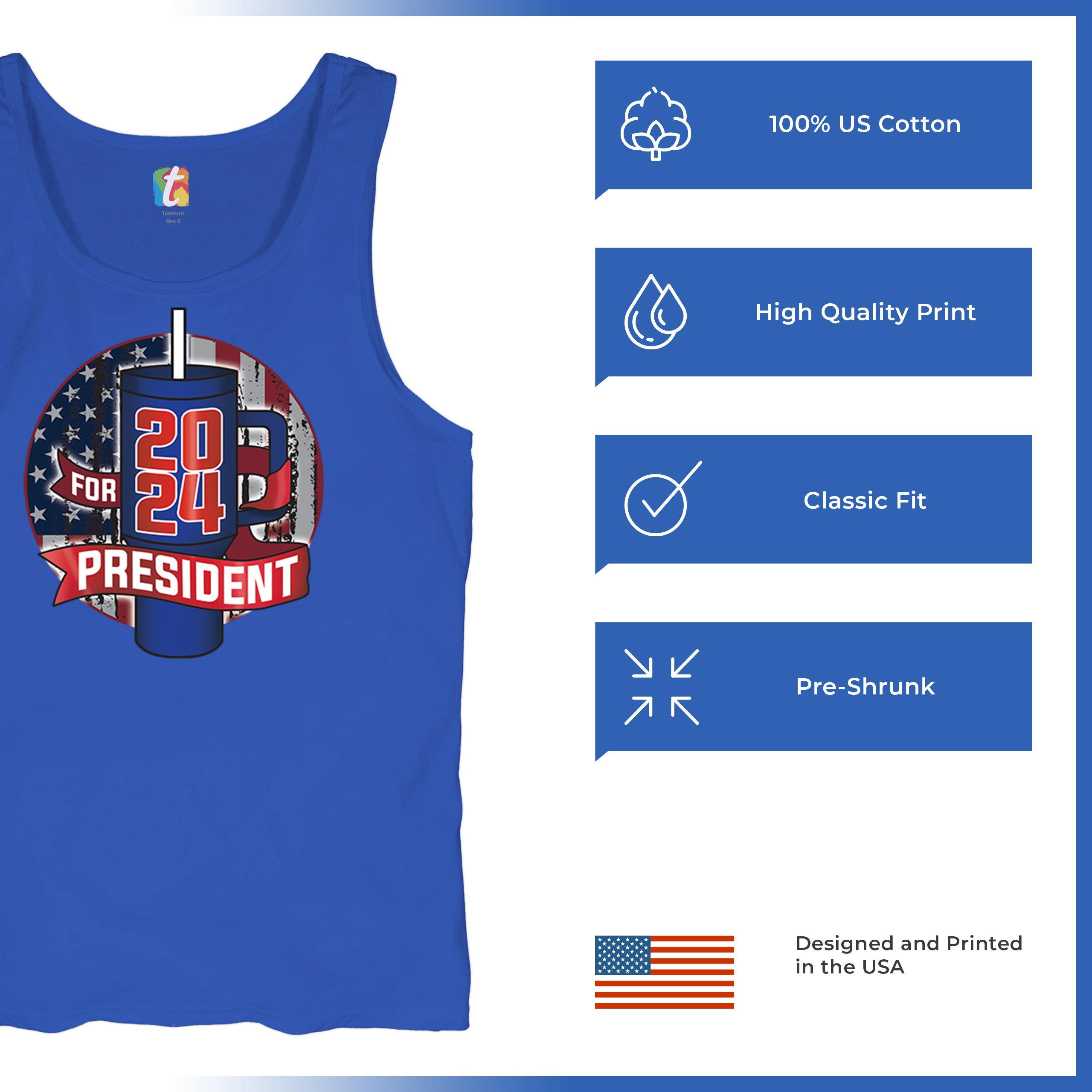 Cup For President 2024 Tank Top Fun Water Bottle Vote Tumbler Parody Men's Top - Picture 42 of 43