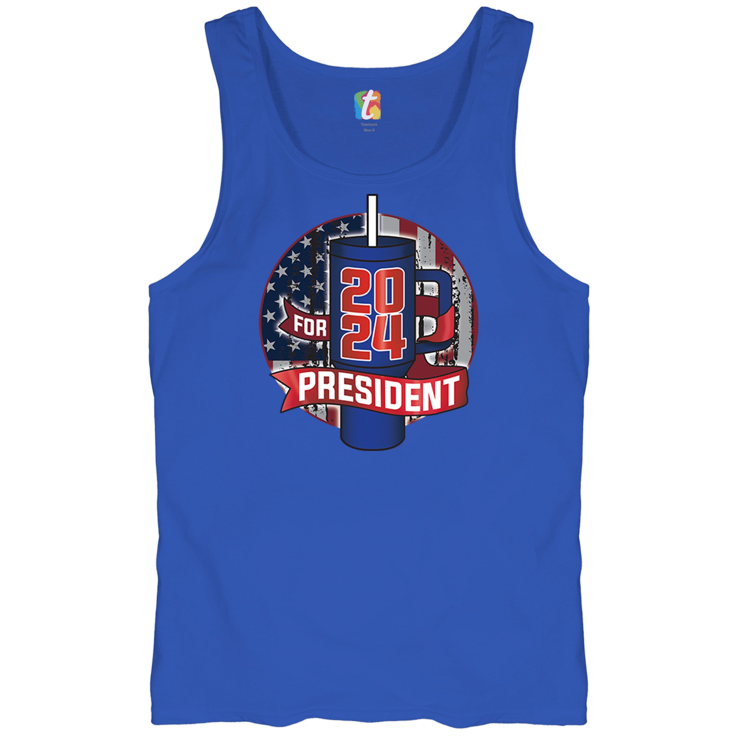 Cup For President 2024 Tank Top Fun Water Bottle Vote Tumbler Parody Men's Top - Picture 41 of 43