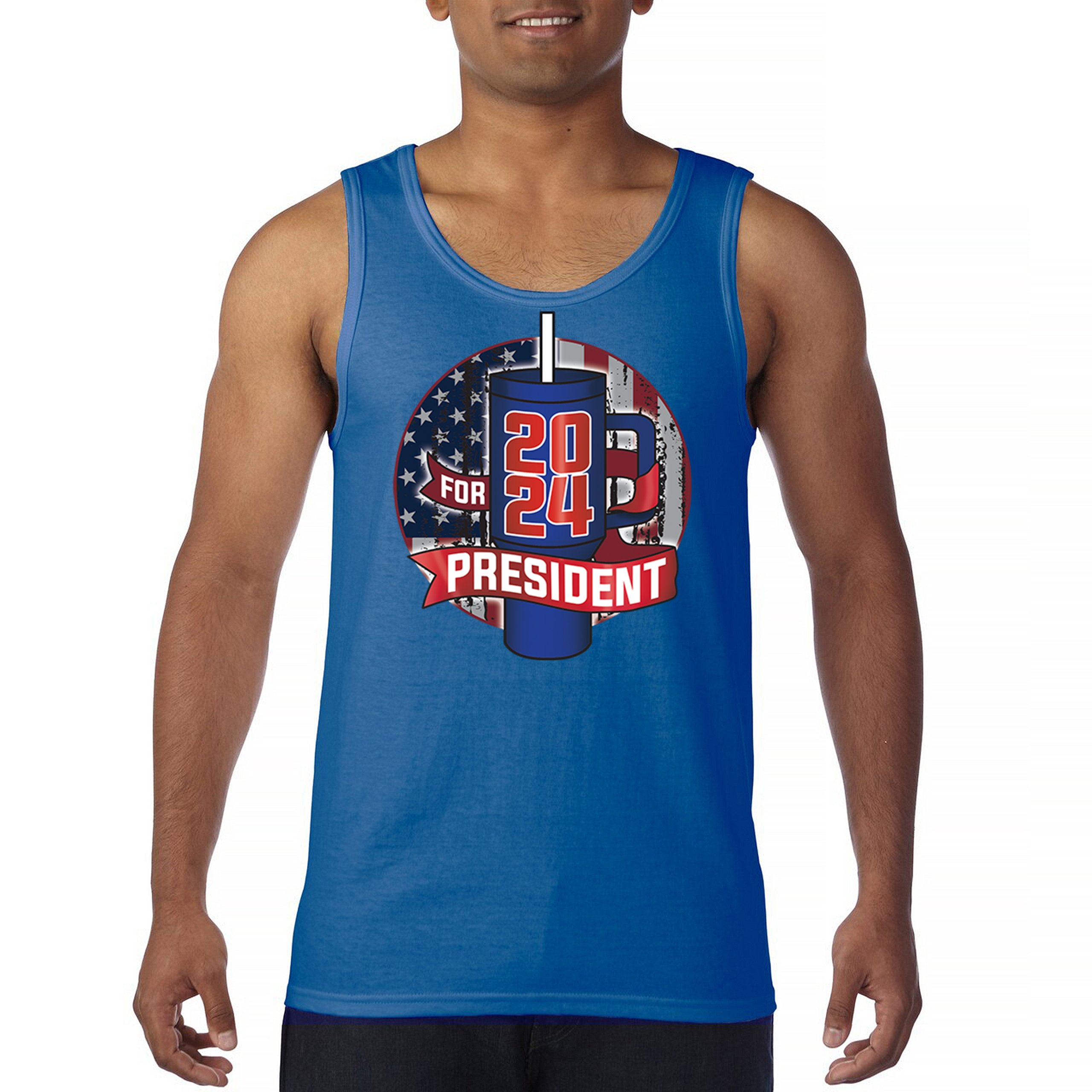 Cup For President 2024 Tank Top Fun Water Bottle Vote Tumbler Parody Men's Top - Picture 37 of 43