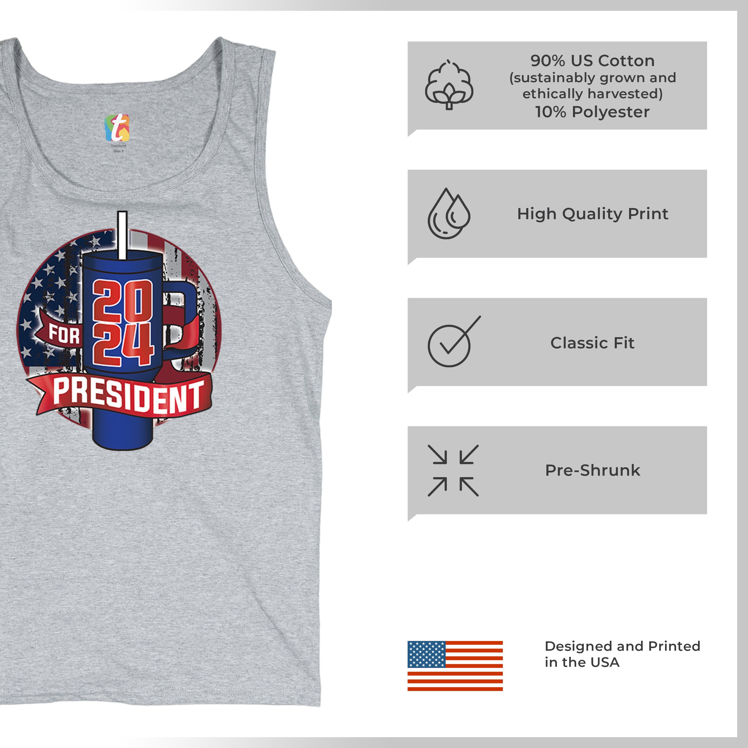 Cup For President 2024 Tank Top Fun Water Bottle Vote Tumbler Parody Men's Top - Picture 14 of 43