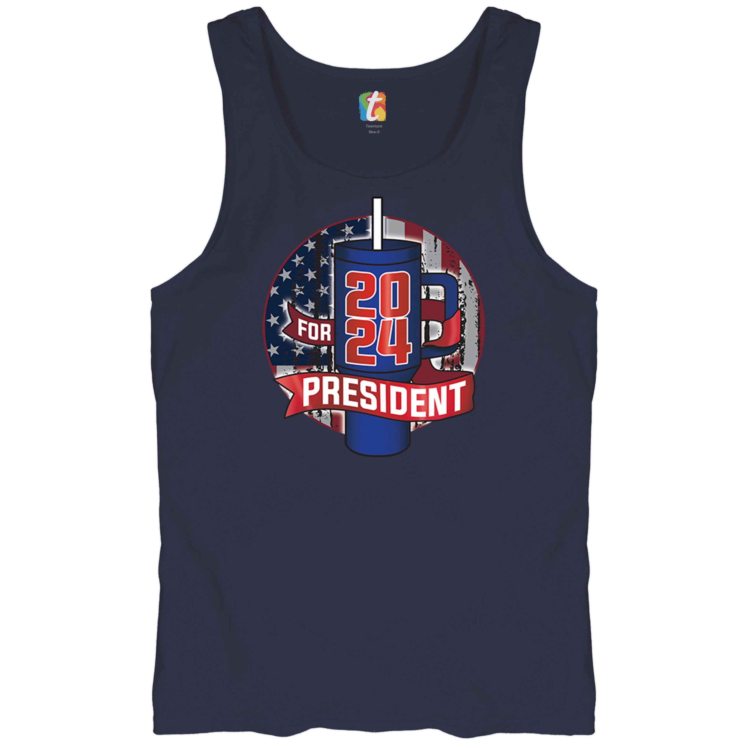 Cup For President 2024 Tank Top Fun Water Bottle Vote Tumbler Parody Men's Top - Picture 34 of 43