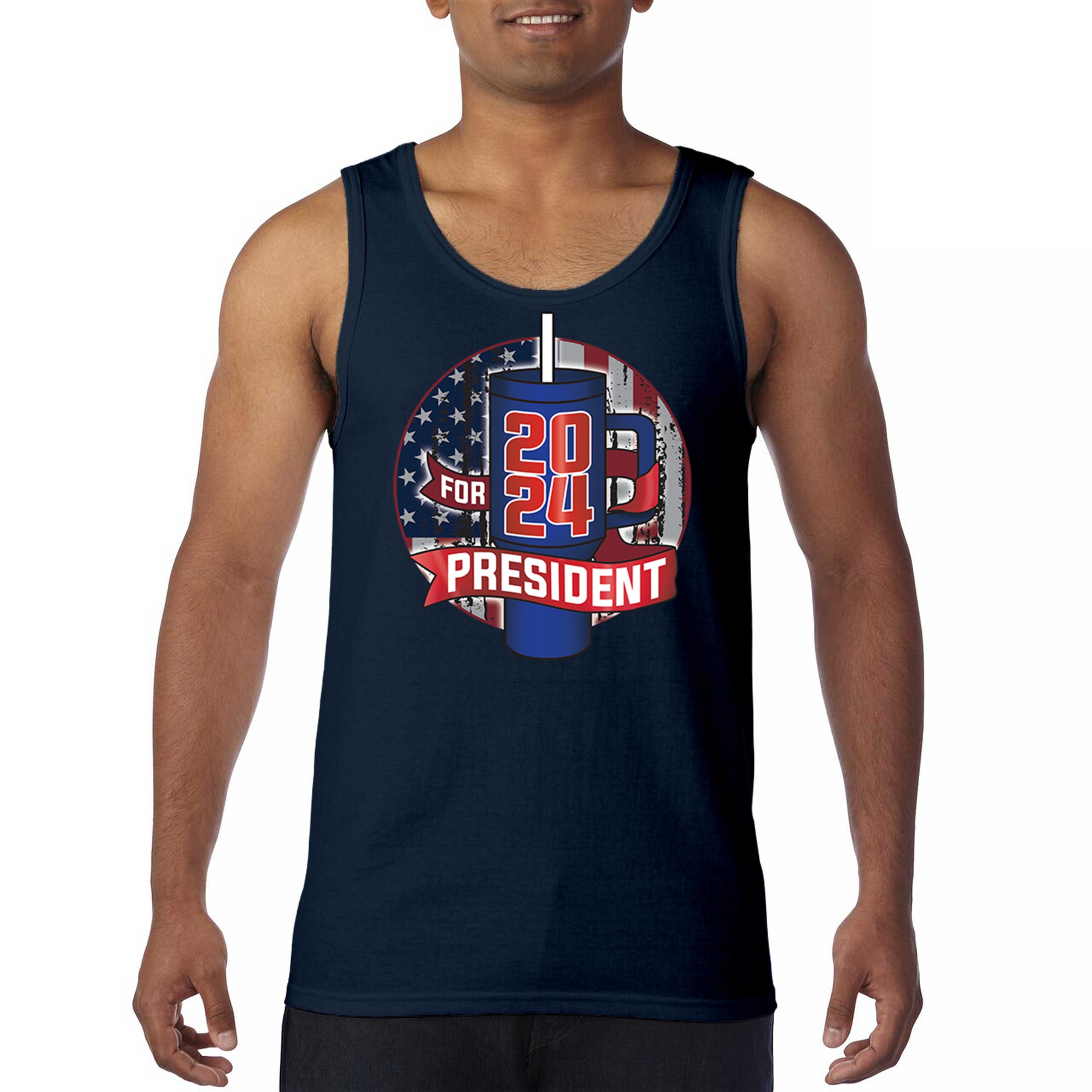 Cup For President 2024 Tank Top Fun Water Bottle Vote Tumbler Parody Men's Top - Picture 30 of 43