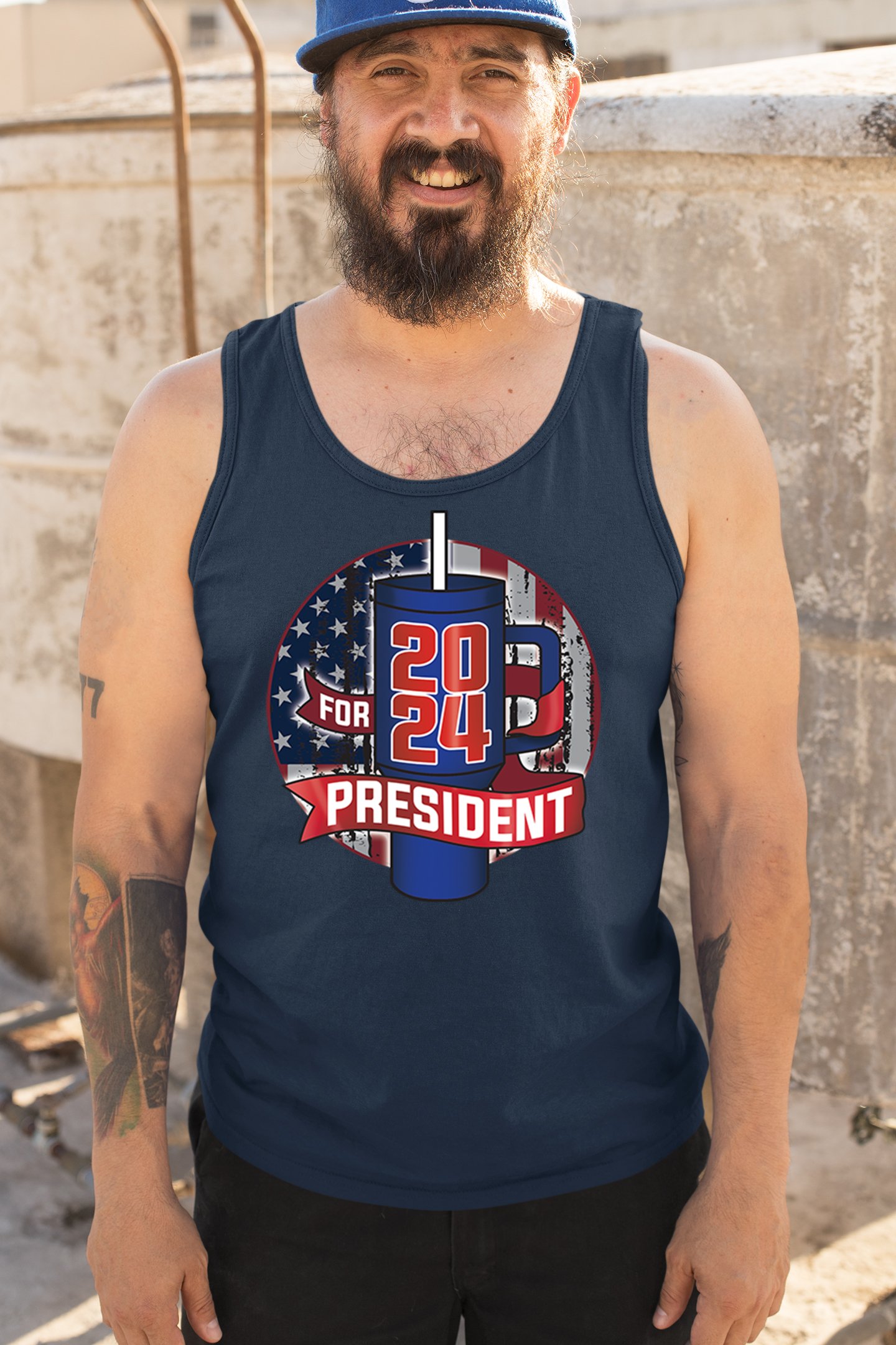 Cup For President 2024 Tank Top Fun Water Bottle Vote Tumbler Parody Men's Top - Picture 33 of 43