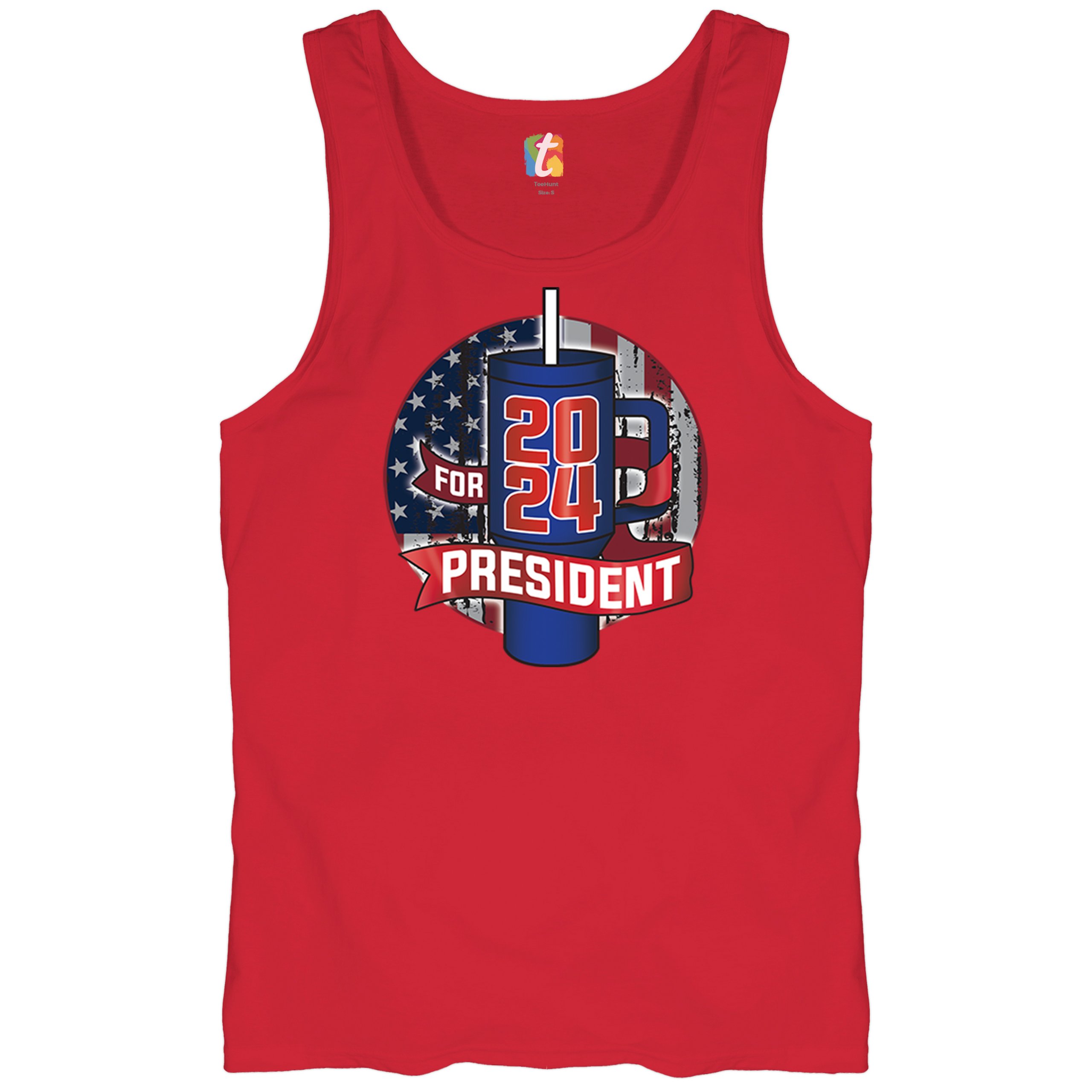 Cup For President 2024 Tank Top Fun Water Bottle Vote Tumbler Parody Men's Top - Picture 20 of 43