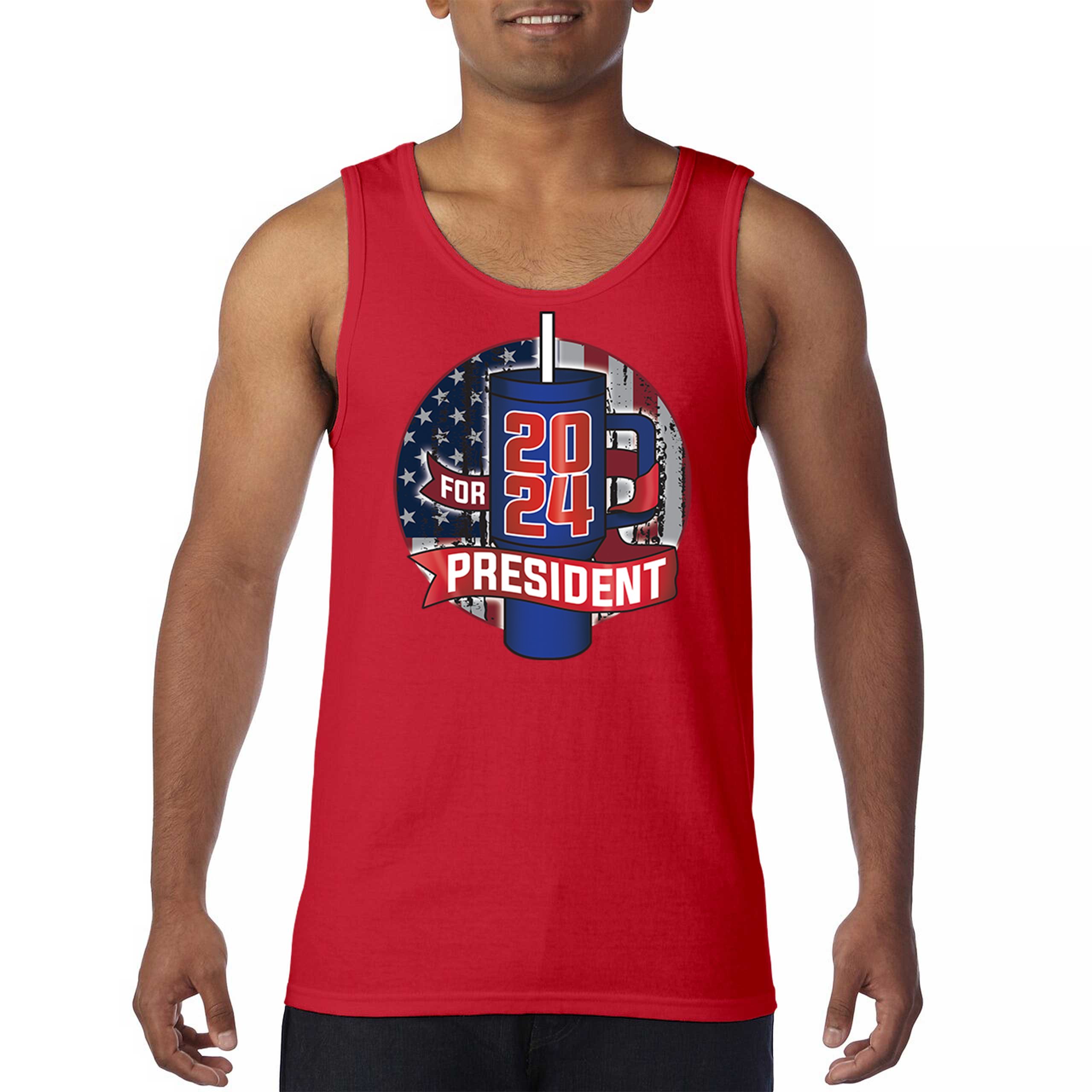Cup For President 2024 Tank Top Fun Water Bottle Vote Tumbler Parody Men's Top - Picture 16 of 43