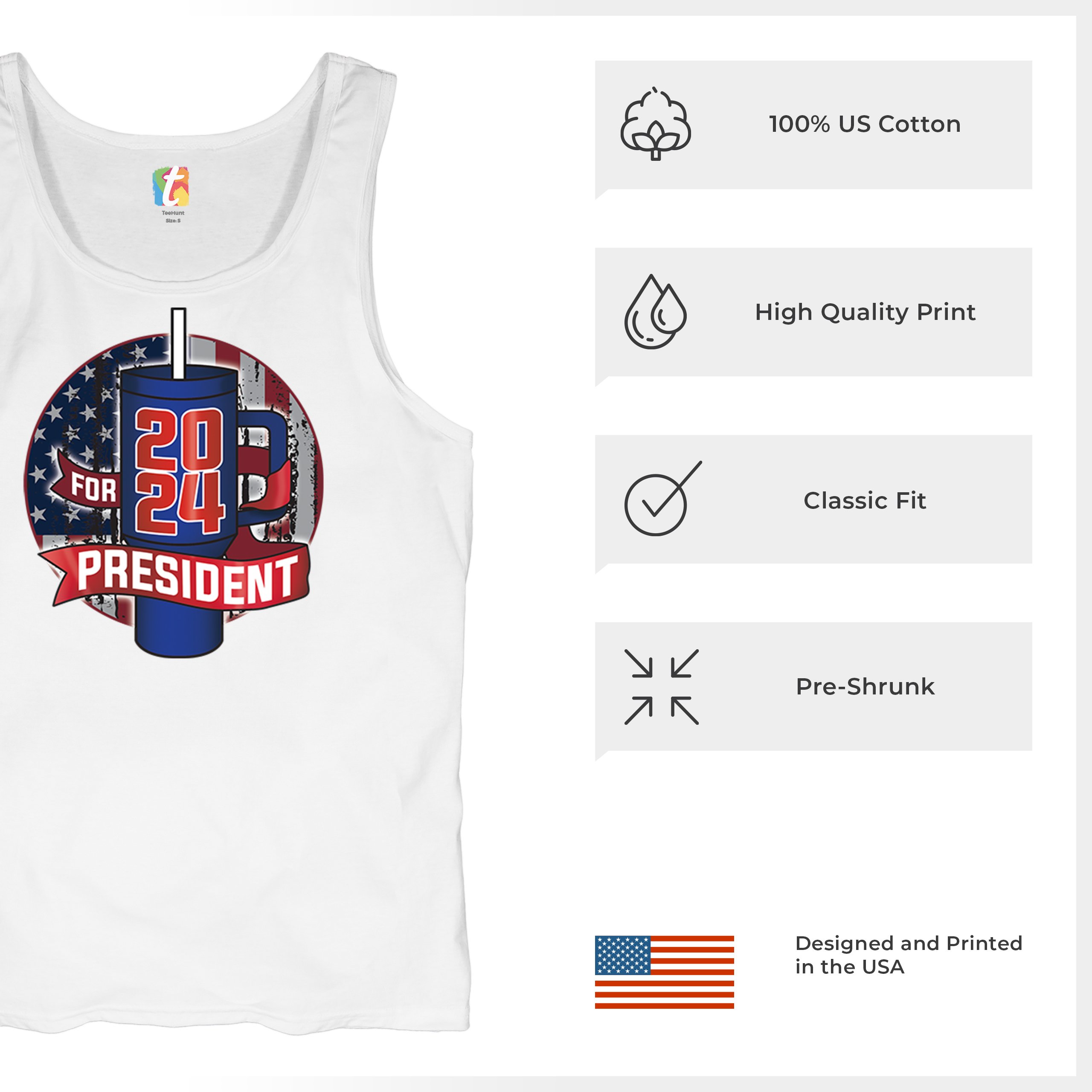 Cup For President 2024 Tank Top Fun Water Bottle Vote Tumbler Parody Men's Top - Picture 28 of 43