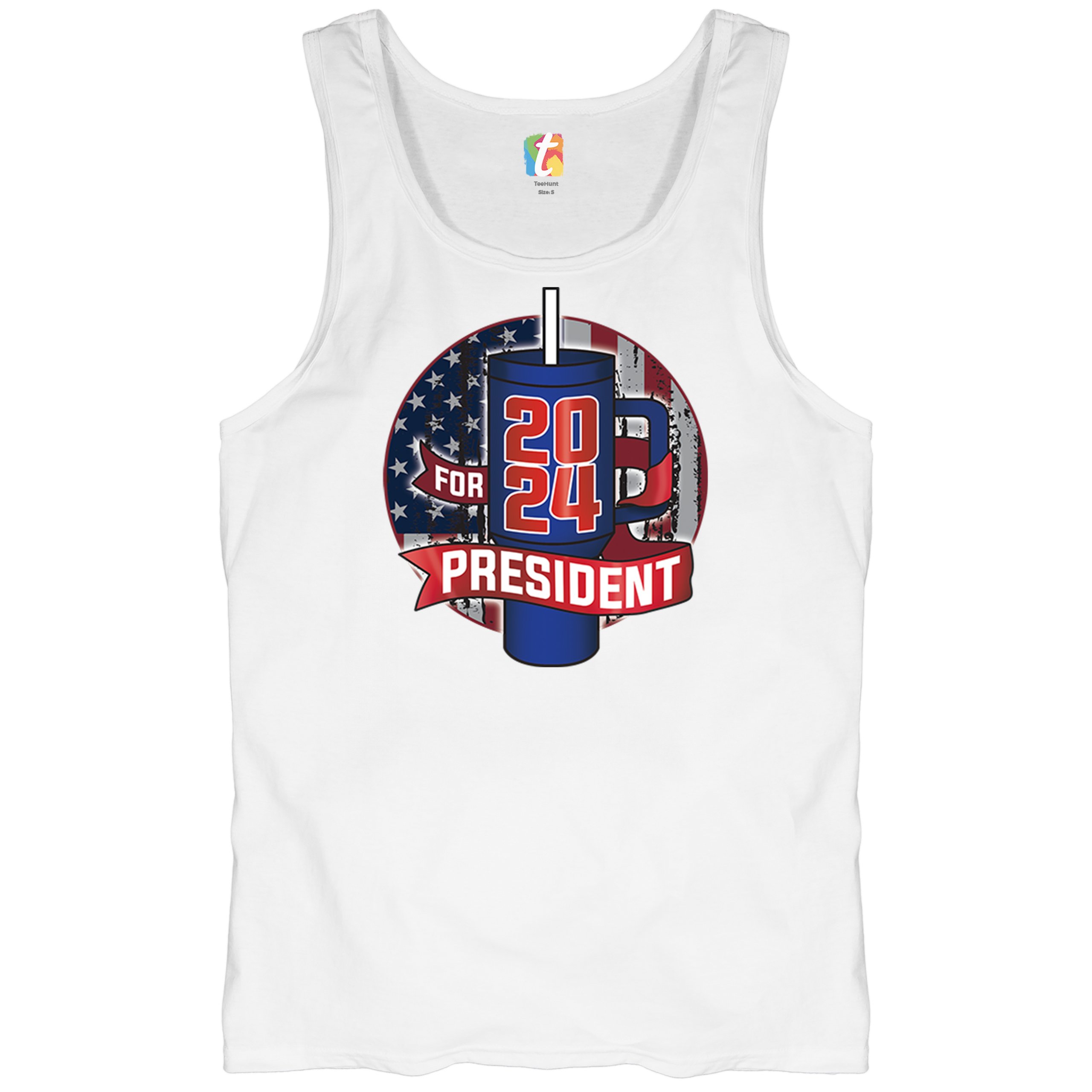 Cup For President 2024 Tank Top Fun Water Bottle Vote Tumbler Parody Men's Top - Picture 27 of 43
