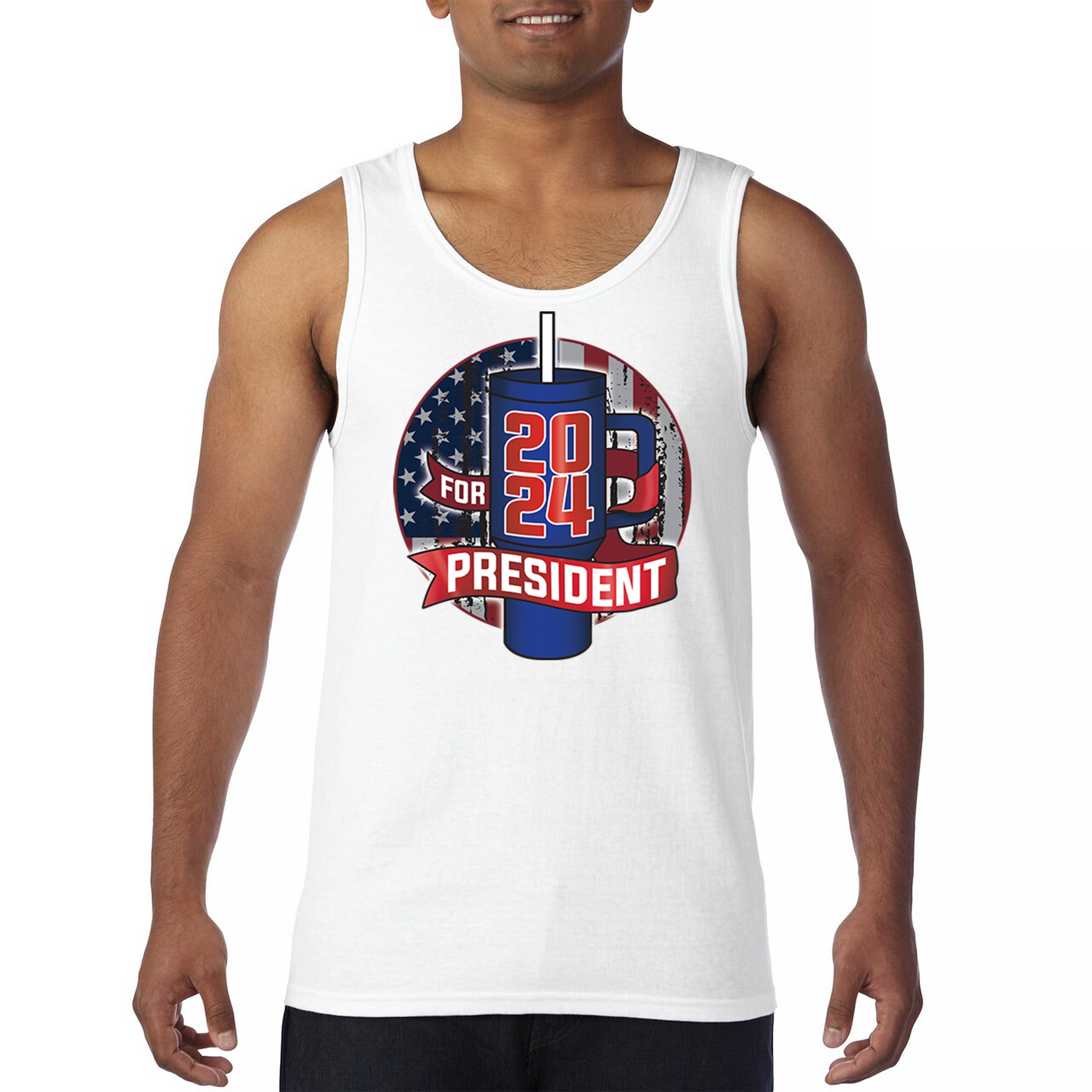Cup For President 2024 Tank Top Fun Water Bottle Vote Tumbler Parody Men's Top - Picture 23 of 43