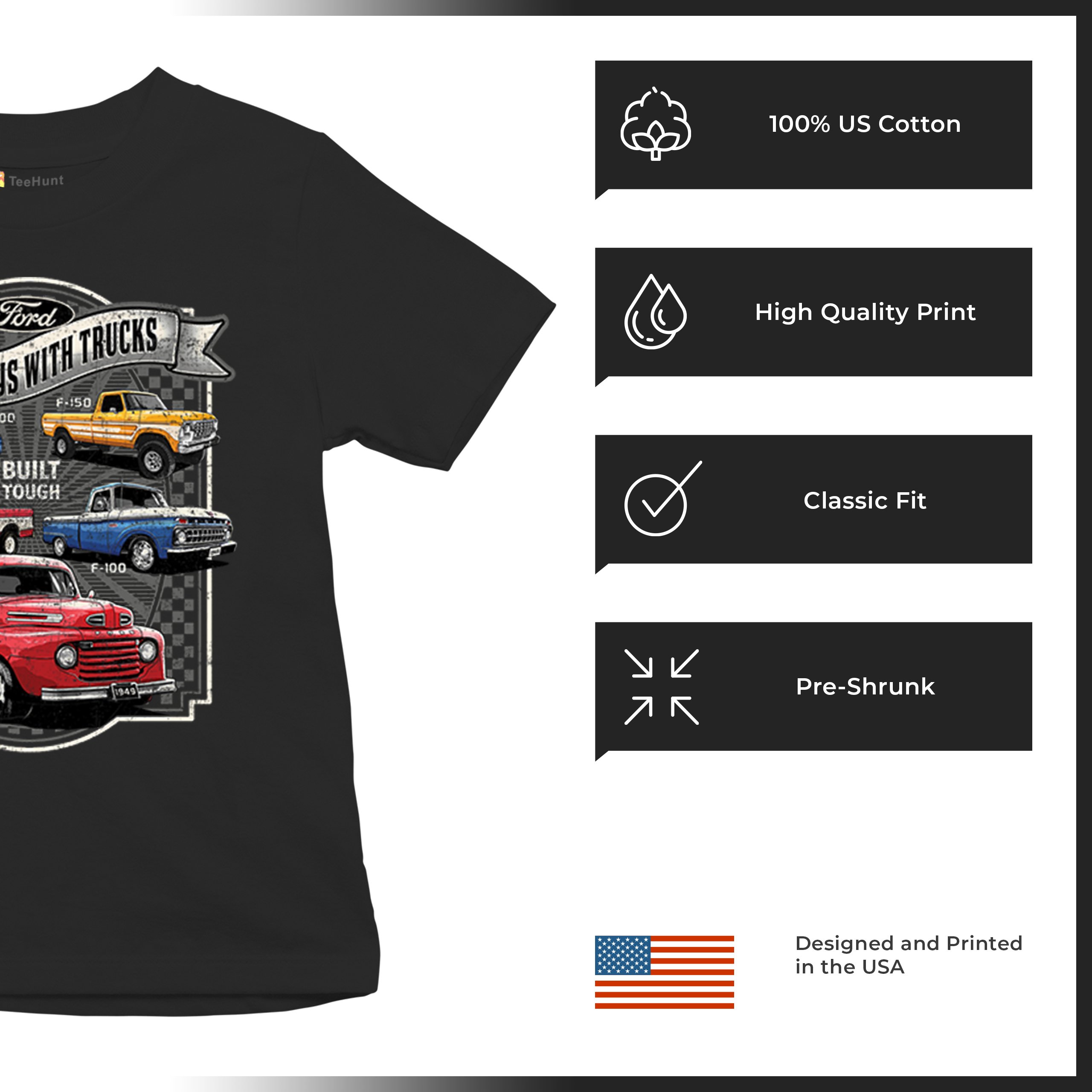 Ford Still Plays with Trucks Youth T-shirt F100 F150 Pickup Built Tough Kids - Picture 7 of 50