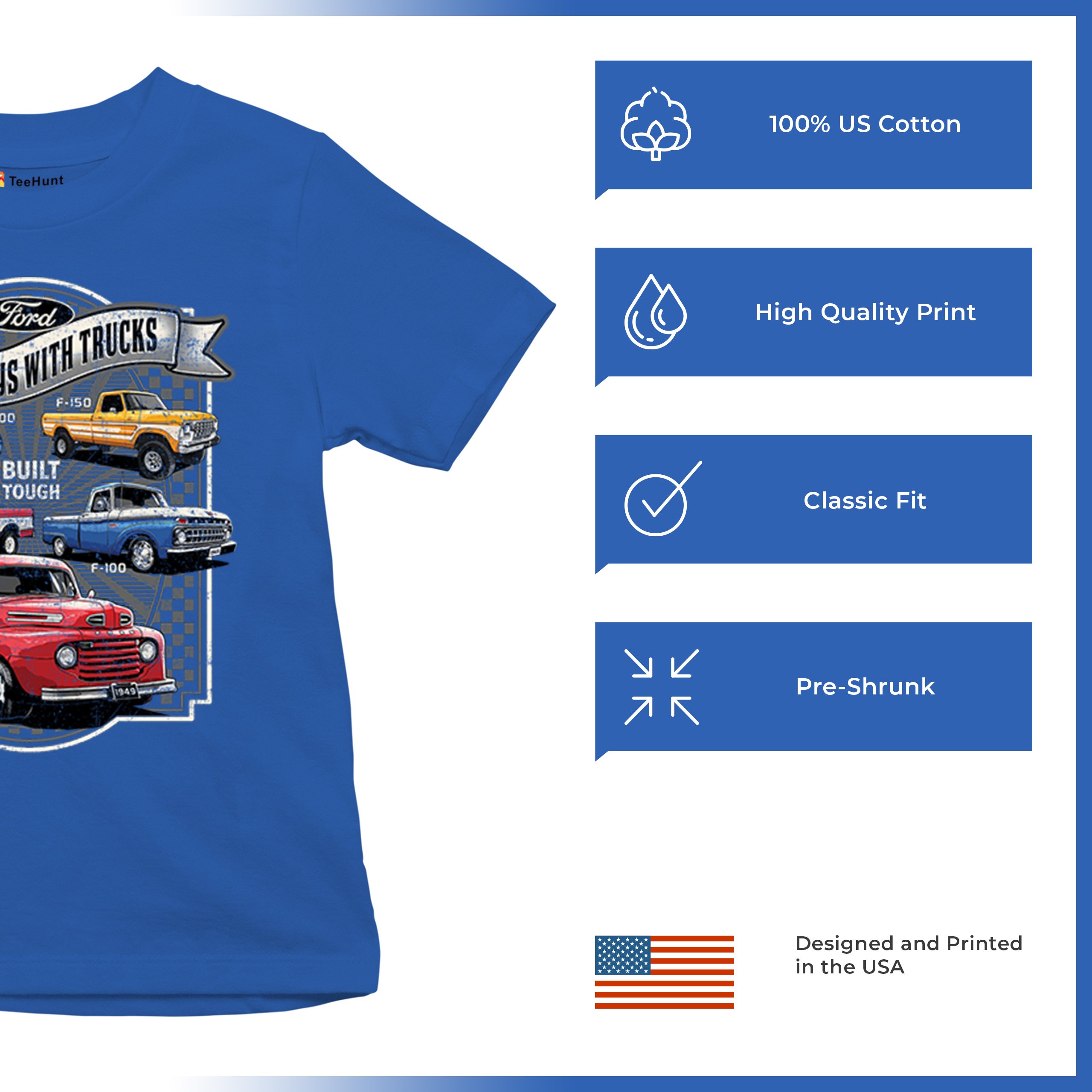Ford Still Plays with Trucks Youth T-shirt F100 F150 Pickup Built Tough Kids - Picture 42 of 50