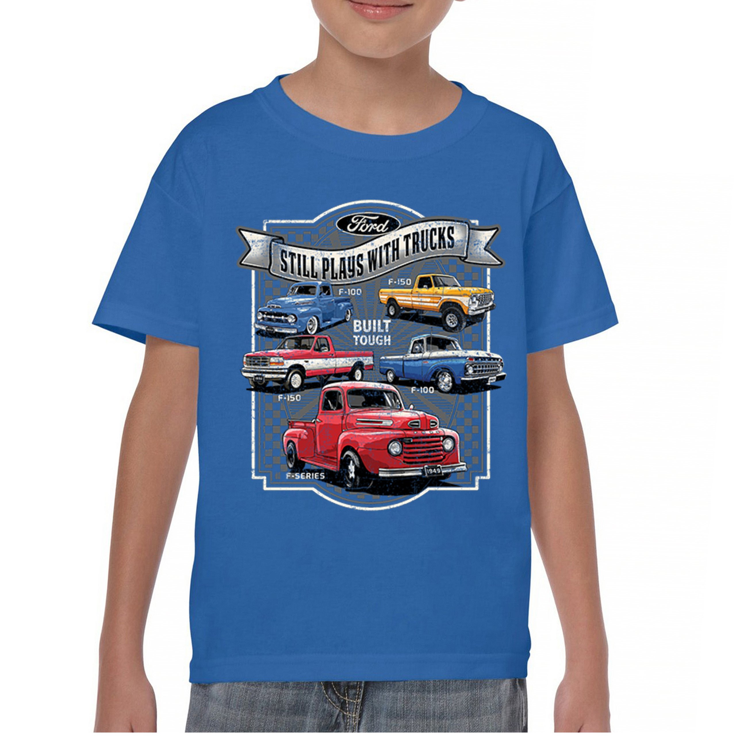 Ford Still Plays with Trucks Youth T-shirt F100 F150 Pickup Built Tough Kids - Picture 37 of 50