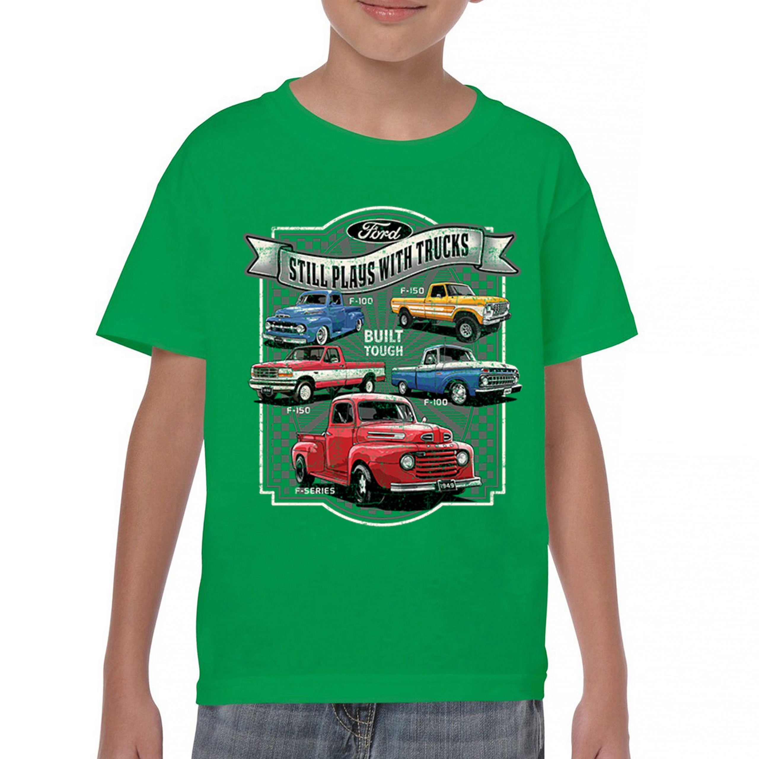 Ford Still Plays with Trucks Youth T-shirt F100 F150 Pickup Built Tough Kids - Picture 30 of 50