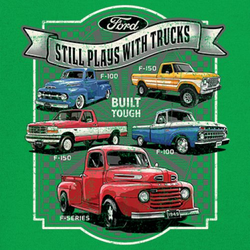 Ford Still Plays with Trucks Youth T-shirt F100 F150 Pickup Built Tough Kids - Picture 32 of 50