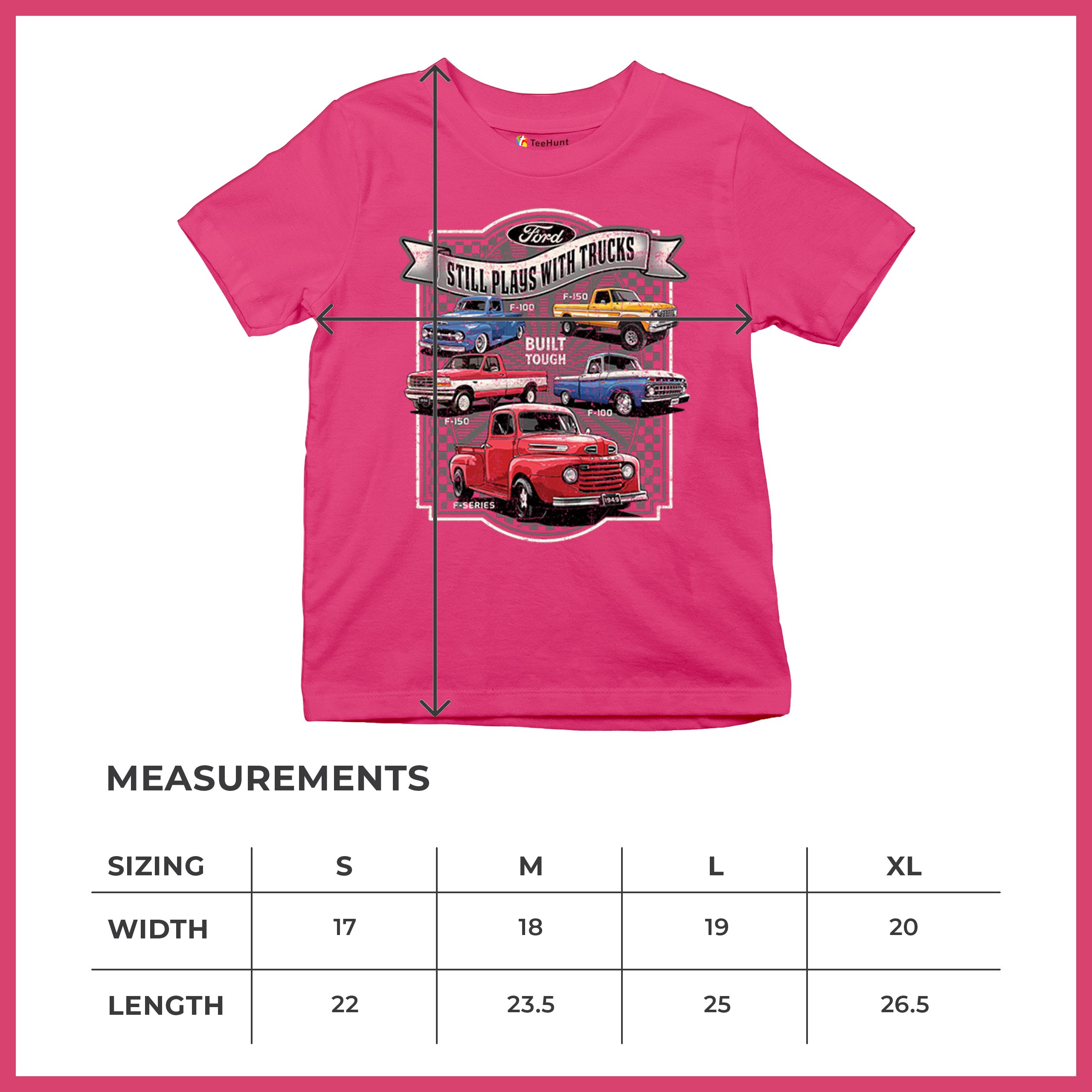 Ford Still Plays with Trucks Youth T-shirt F100 F150 Pickup Built Tough Kids - Picture 50 of 50