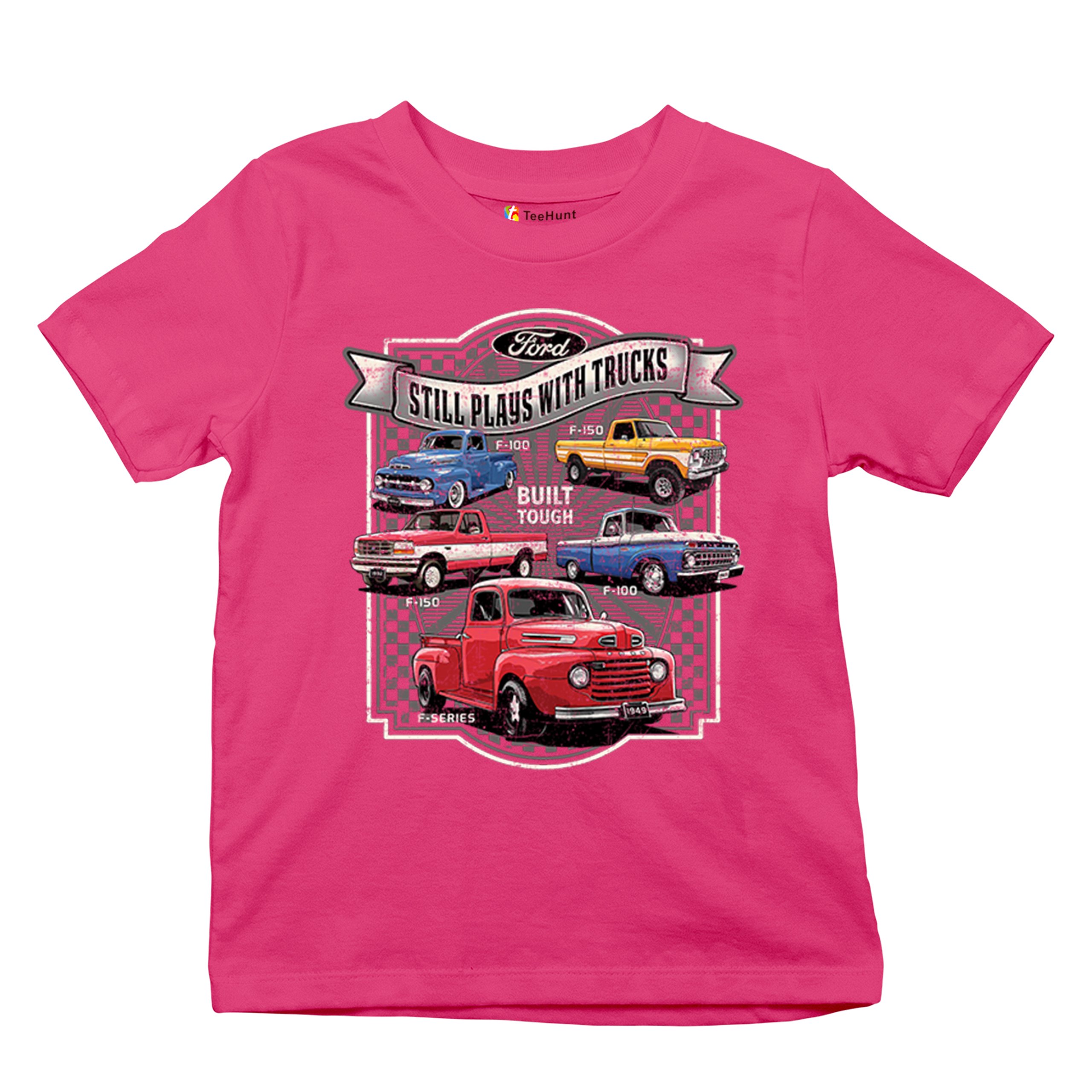 Ford Still Plays with Trucks Youth T-shirt F100 F150 Pickup Built Tough Kids - Picture 48 of 50