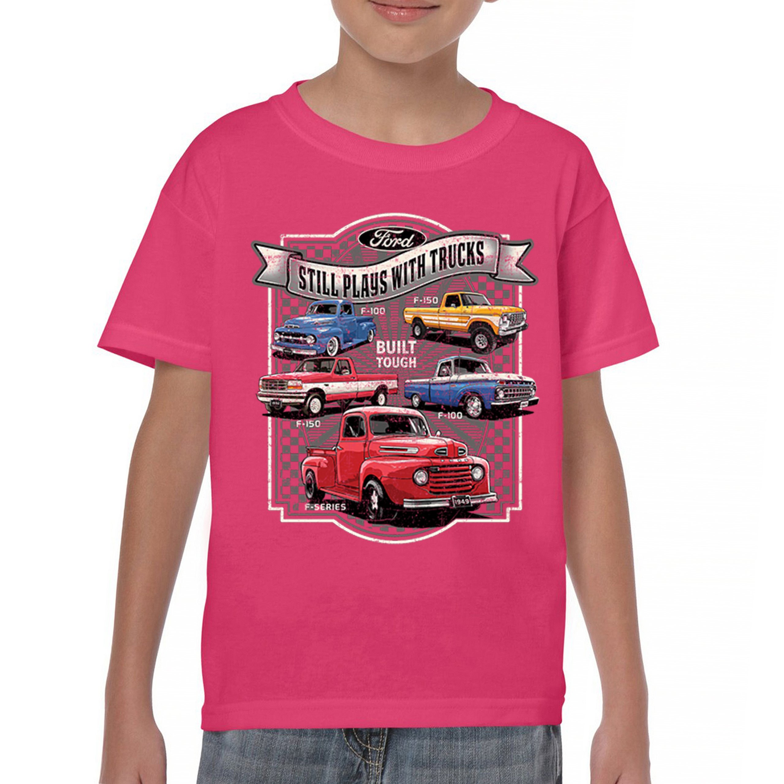 Ford Still Plays with Trucks Youth T-shirt F100 F150 Pickup Built Tough Kids - Picture 44 of 50