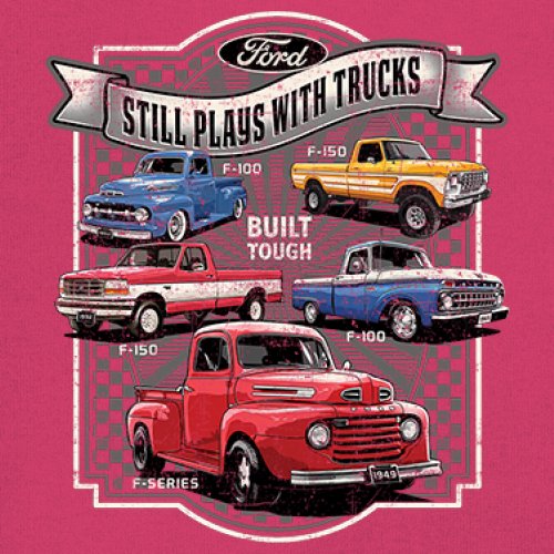 Ford Still Plays with Trucks Youth T-shirt F100 F150 Pickup Built Tough Kids - Picture 46 of 50