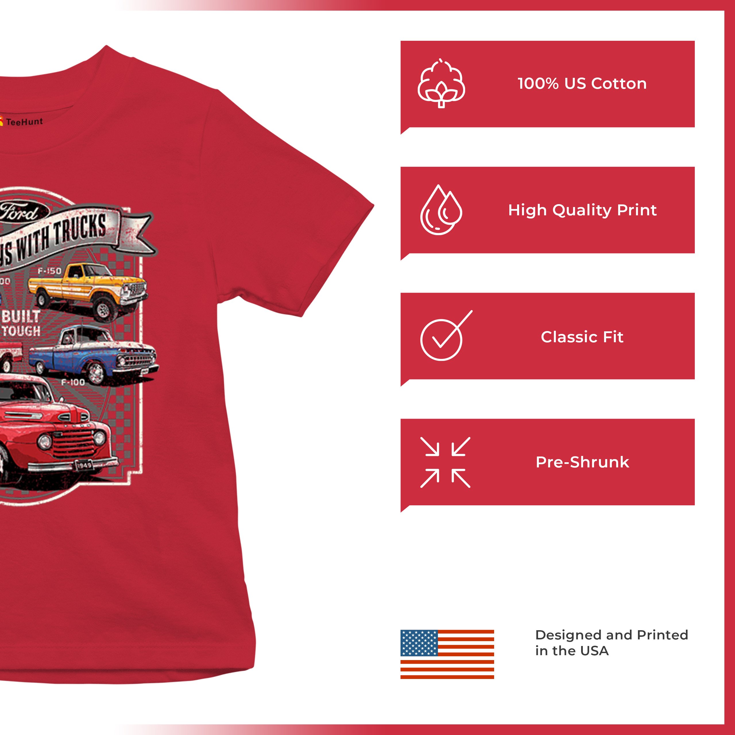 Ford Still Plays with Trucks Youth T-shirt F100 F150 Pickup Built Tough Kids - Picture 21 of 50