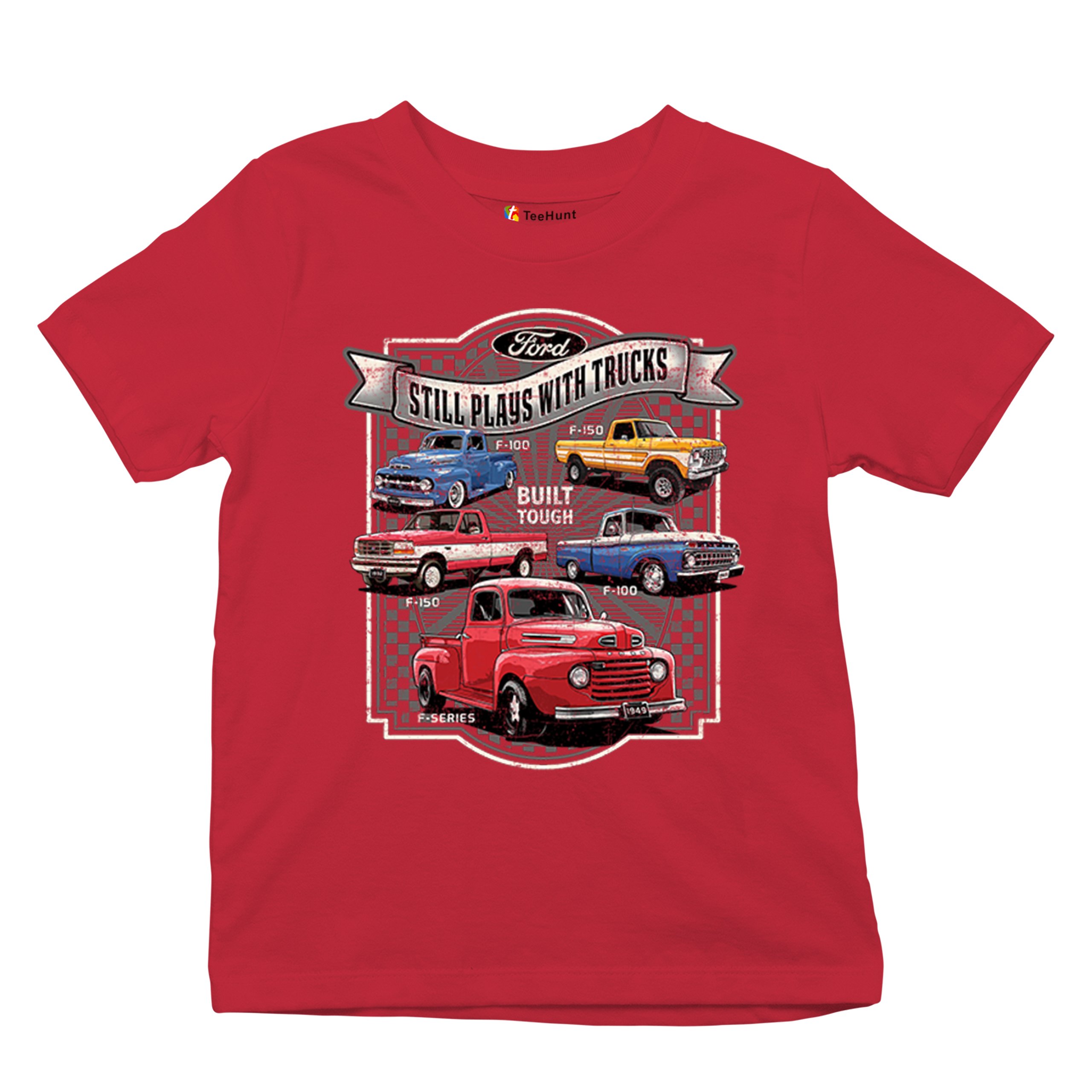Ford Still Plays with Trucks Youth T-shirt F100 F150 Pickup Built Tough Kids - Picture 20 of 50