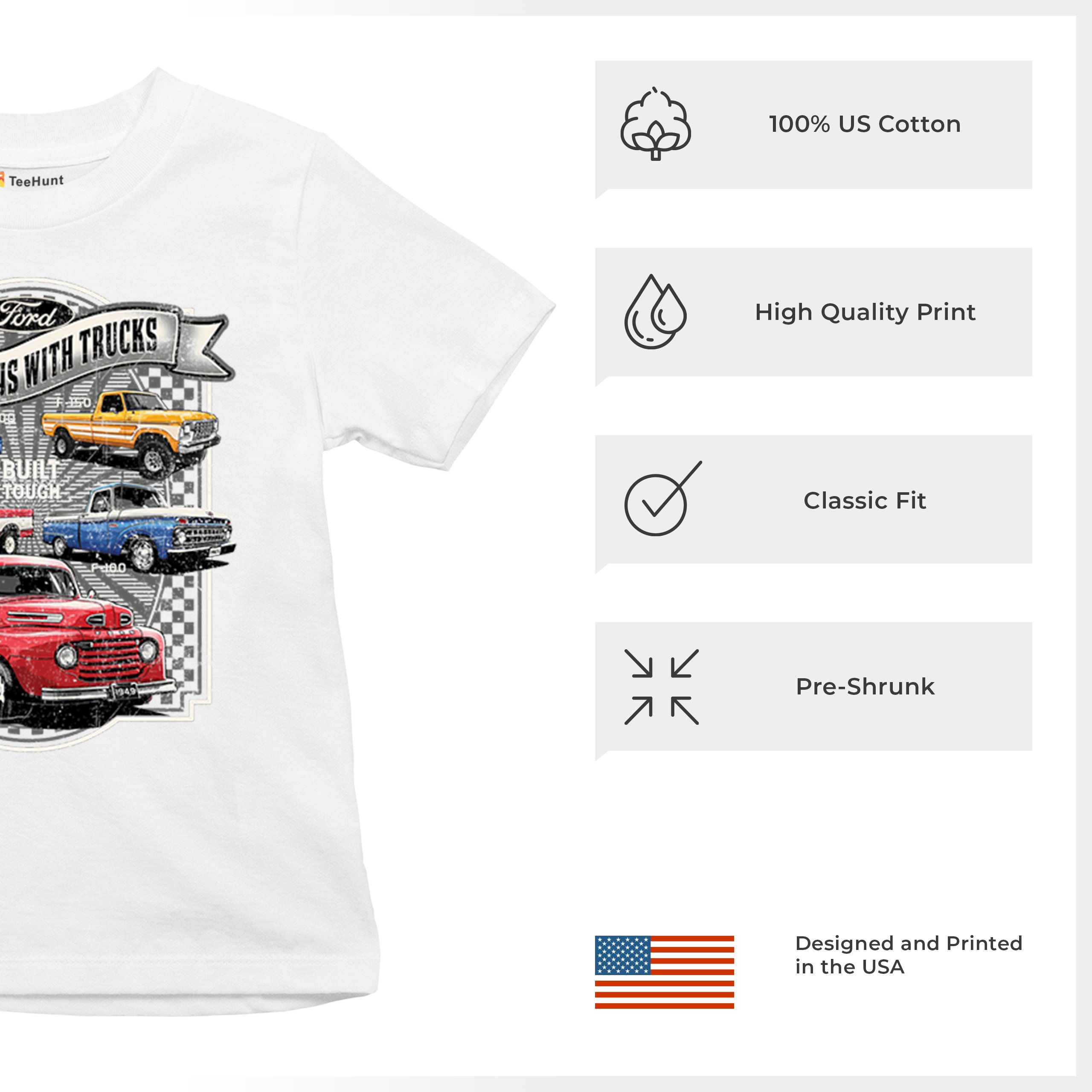 Ford Still Plays with Trucks Youth T-shirt F100 F150 Pickup Built Tough Kids - Picture 28 of 50
