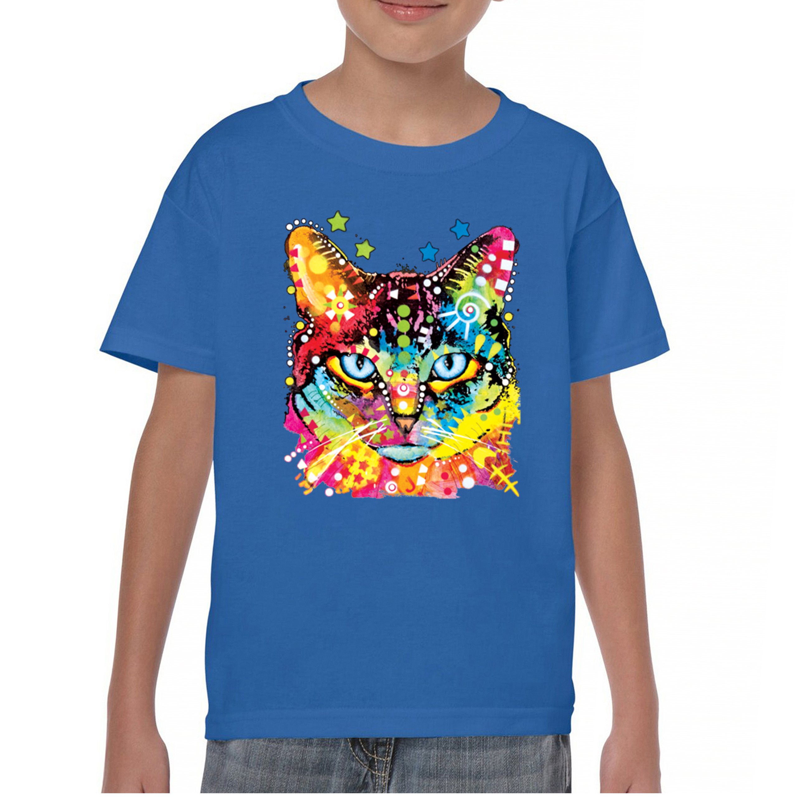 Dean Russo Blue Eyes Cat Youth T-shirt Colorful Cute Kitten Pet Kids - Picture 37 of 50