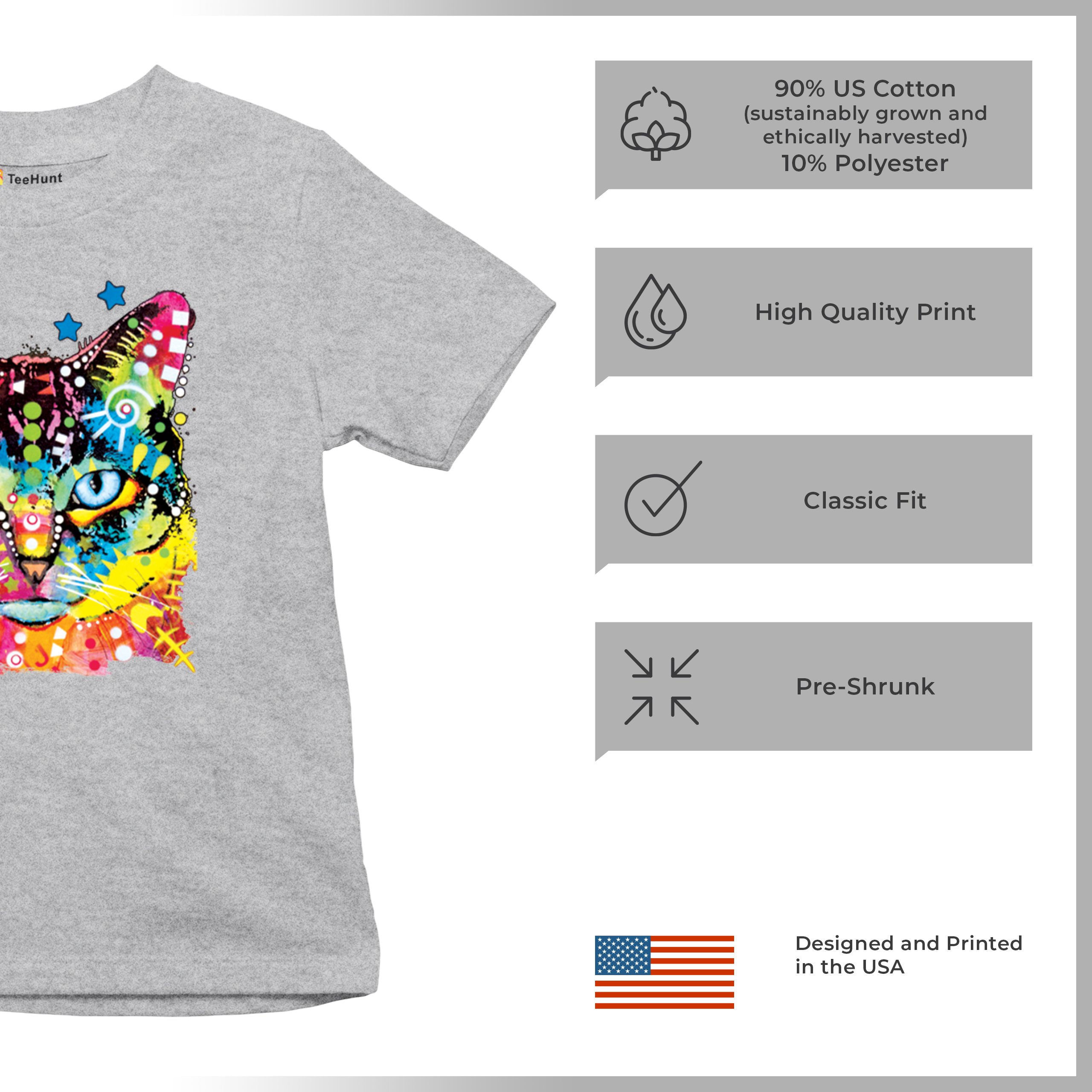 Dean Russo Blue Eyes Cat Youth T-shirt Colorful Cute Kitten Pet Kids - Picture 14 of 50
