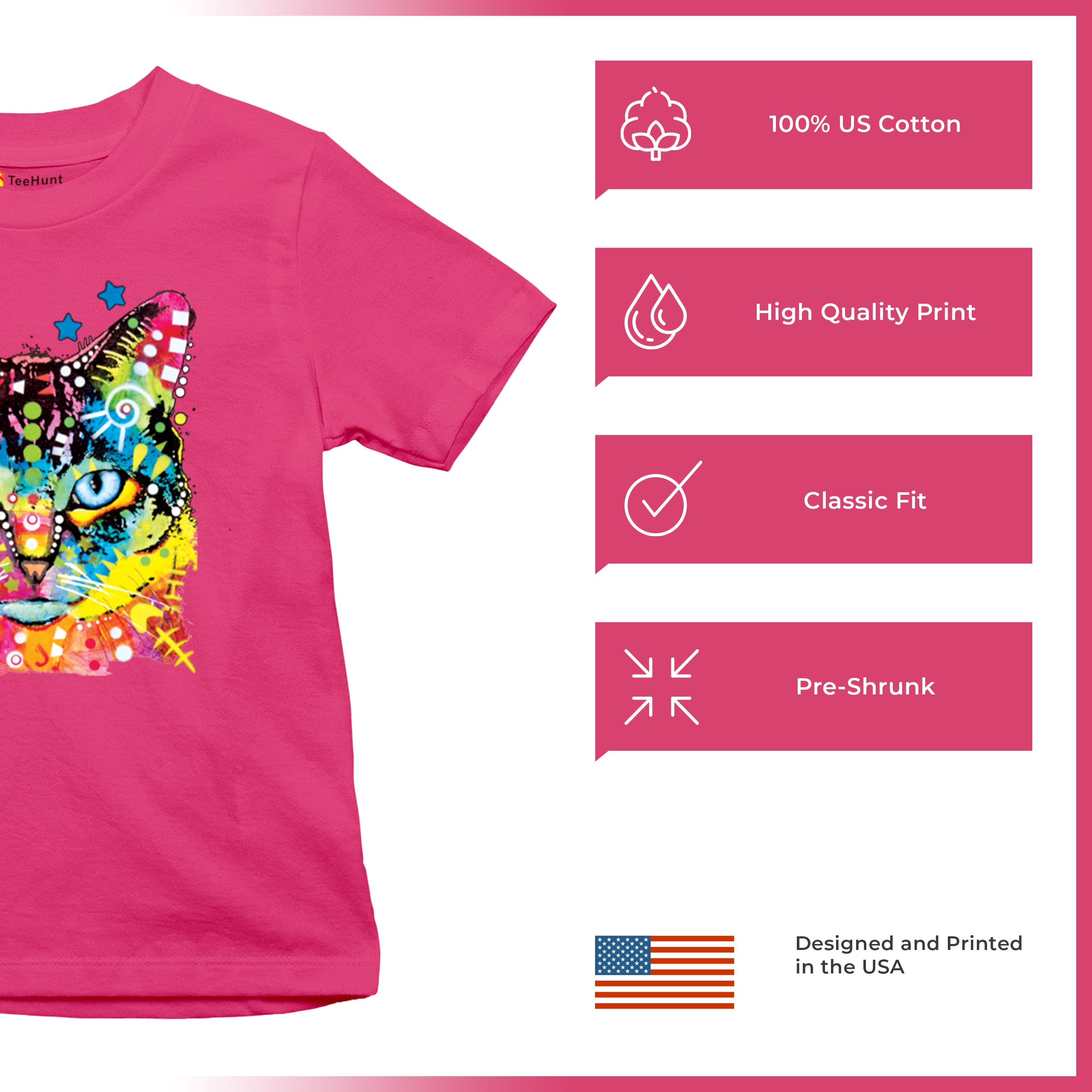 Dean Russo Blue Eyes Cat Youth T-shirt Colorful Cute Kitten Pet Kids - Picture 49 of 50