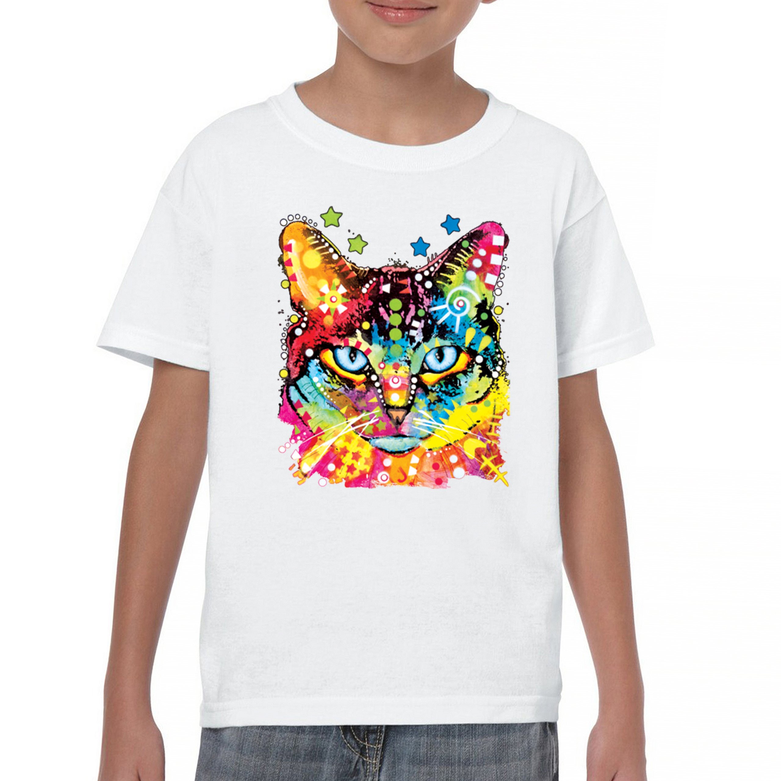 Dean Russo Blue Eyes Cat Youth T-shirt Colorful Cute Kitten Pet Kids - Picture 23 of 50