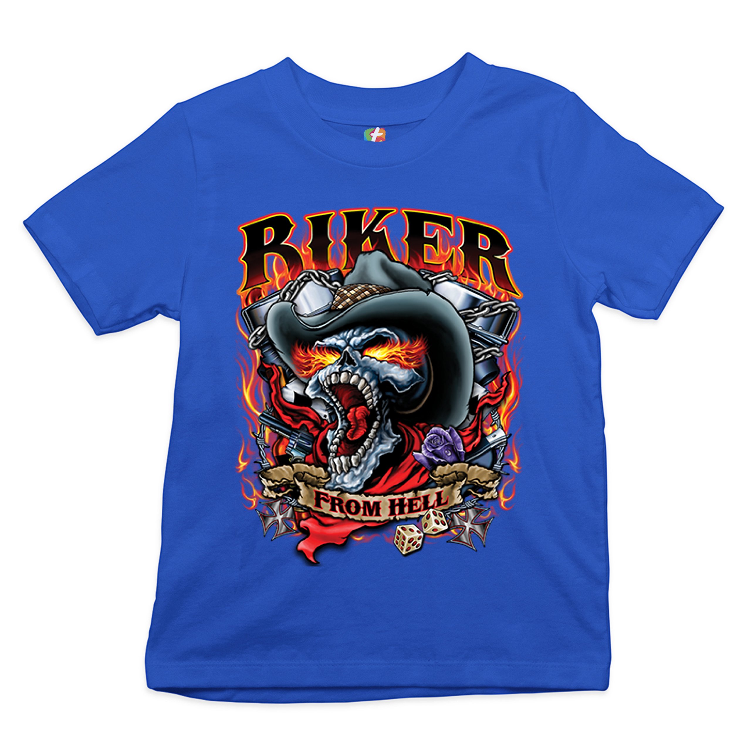 Biker From Hell Youth T-shirt Ride or Die Skeleton Outlaw Route 66 Kids - Picture 22 of 29