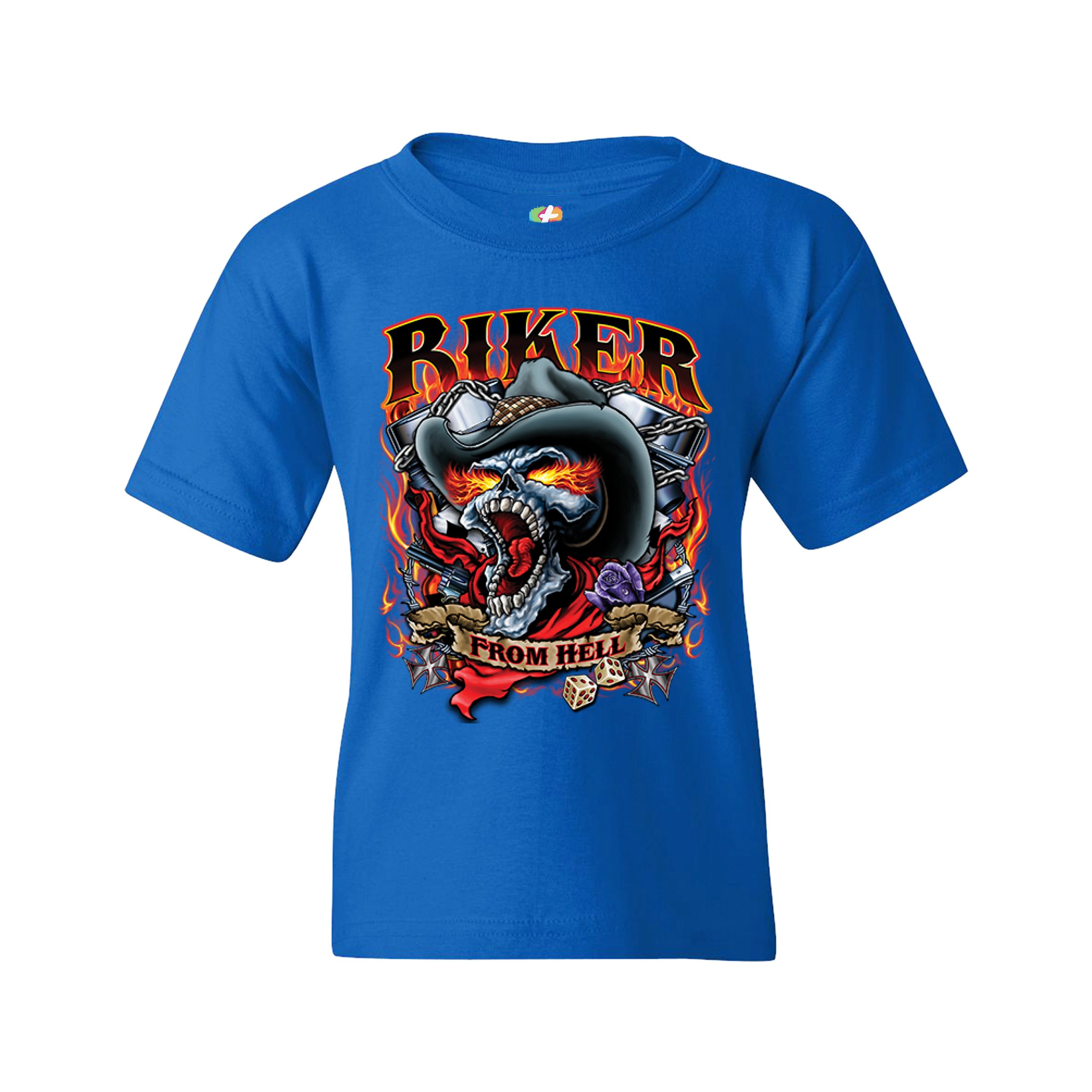 Biker From Hell Youth T-shirt Ride or Die Skeleton Outlaw Route 66 Kids - Picture 23 of 29