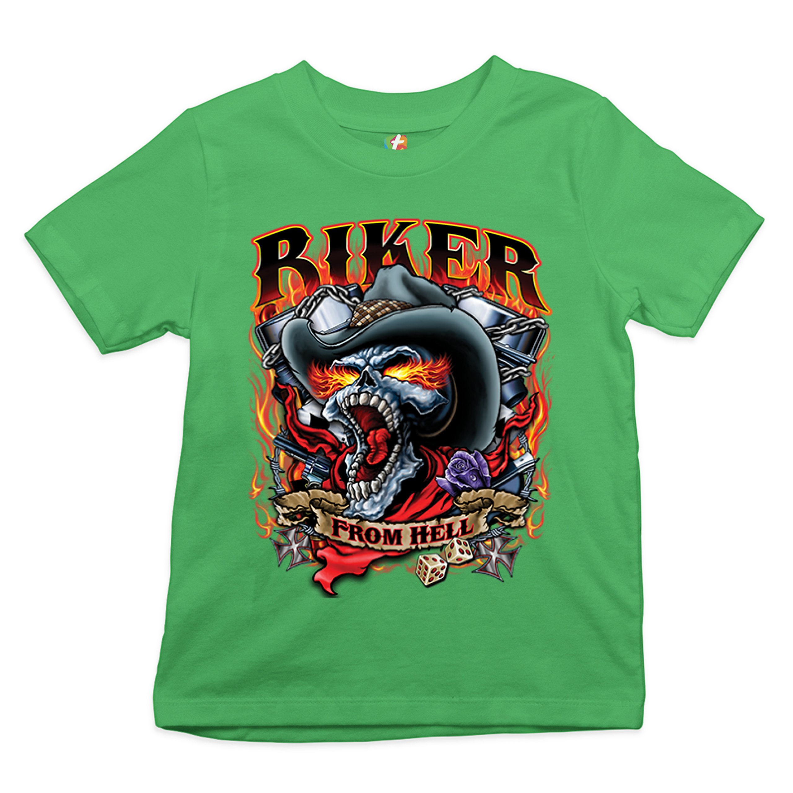Biker From Hell Youth T-shirt Ride or Die Skeleton Outlaw Route 66 Kids - Picture 18 of 29