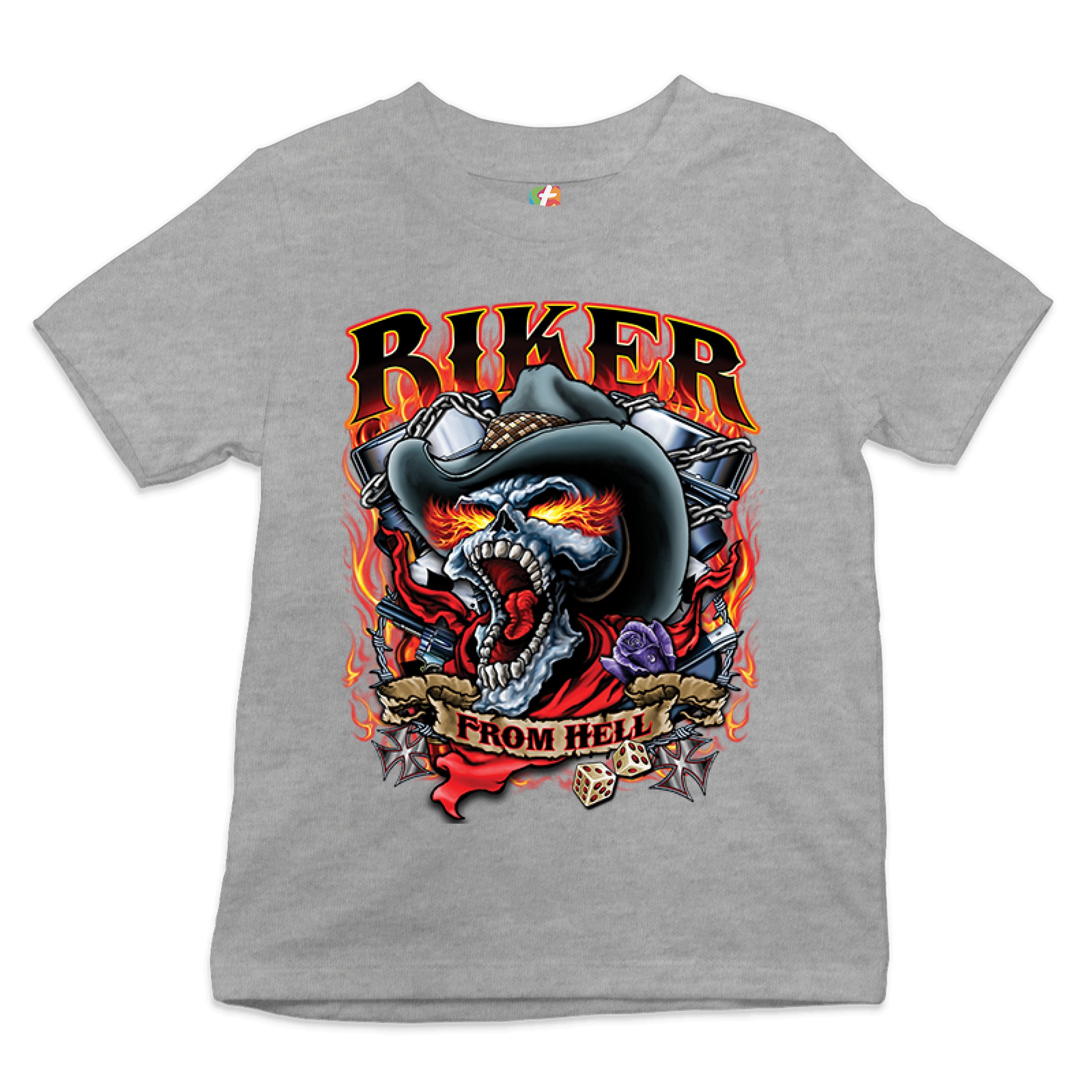 Biker From Hell Youth T-shirt Ride or Die Skeleton Outlaw Route 66 Kids - Picture 6 of 29