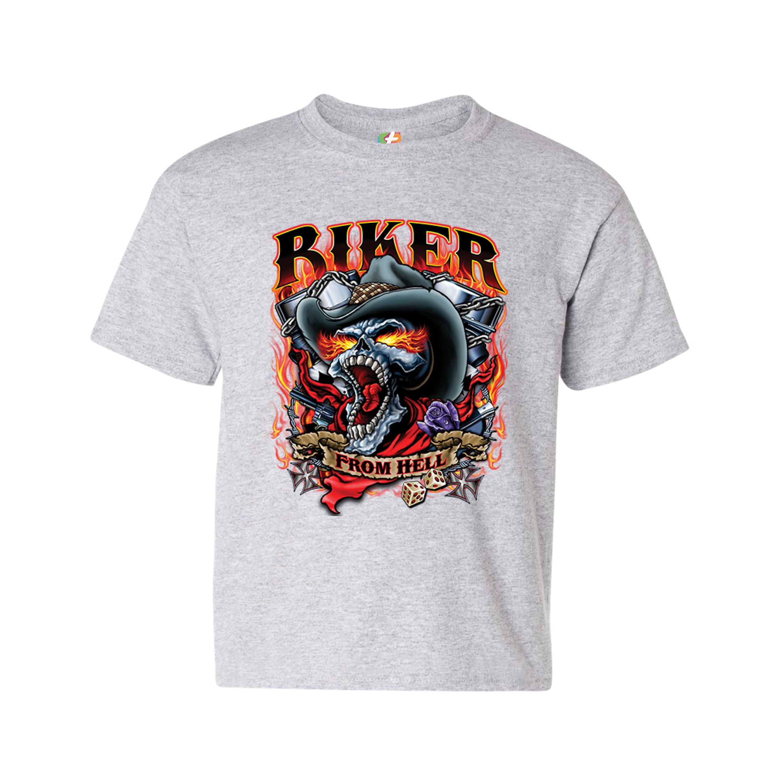 Biker From Hell Youth T-shirt Ride or Die Skeleton Outlaw Route 66 Kids - Picture 7 of 29