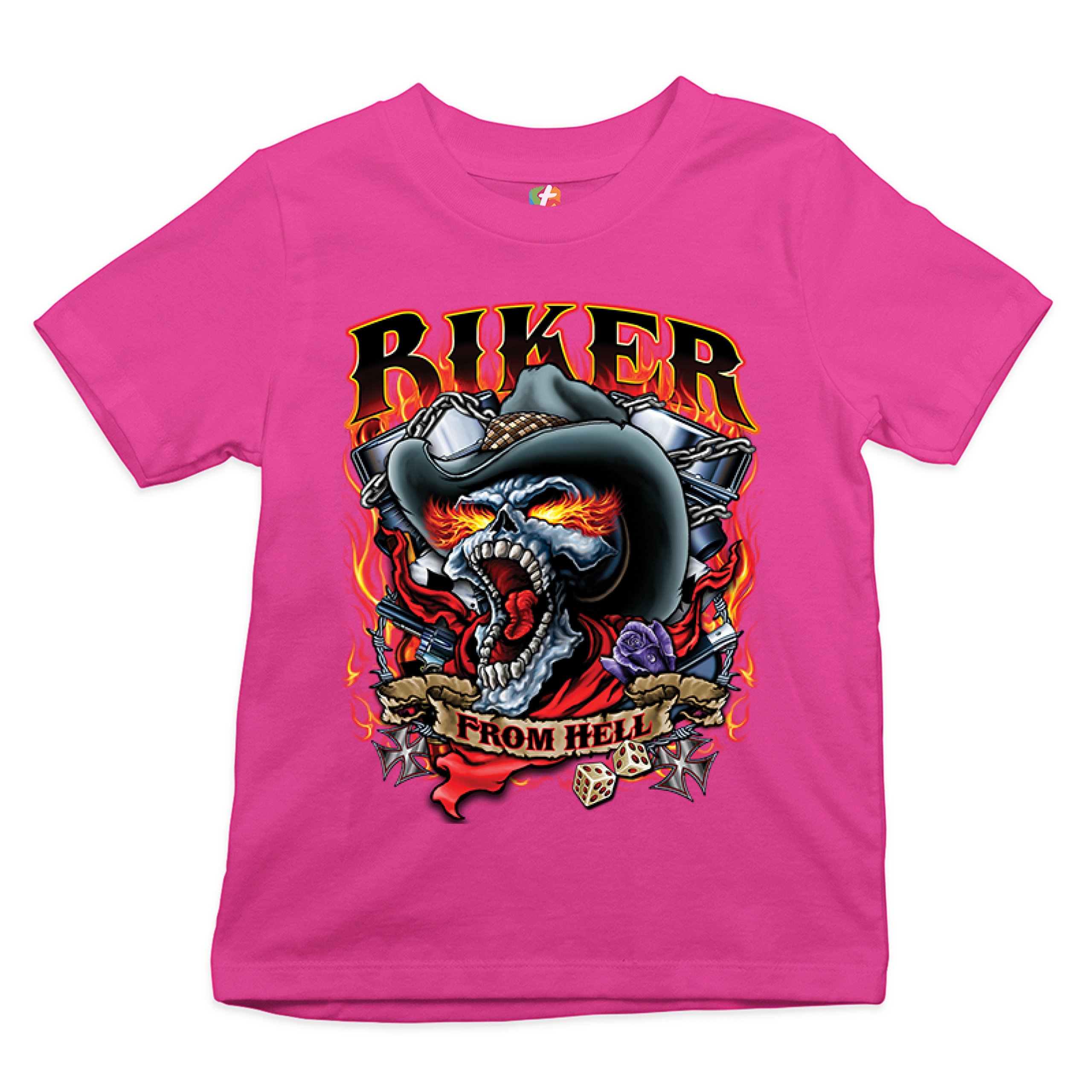 Biker From Hell Youth T-shirt Ride or Die Skeleton Outlaw Route 66 Kids - Picture 26 of 29