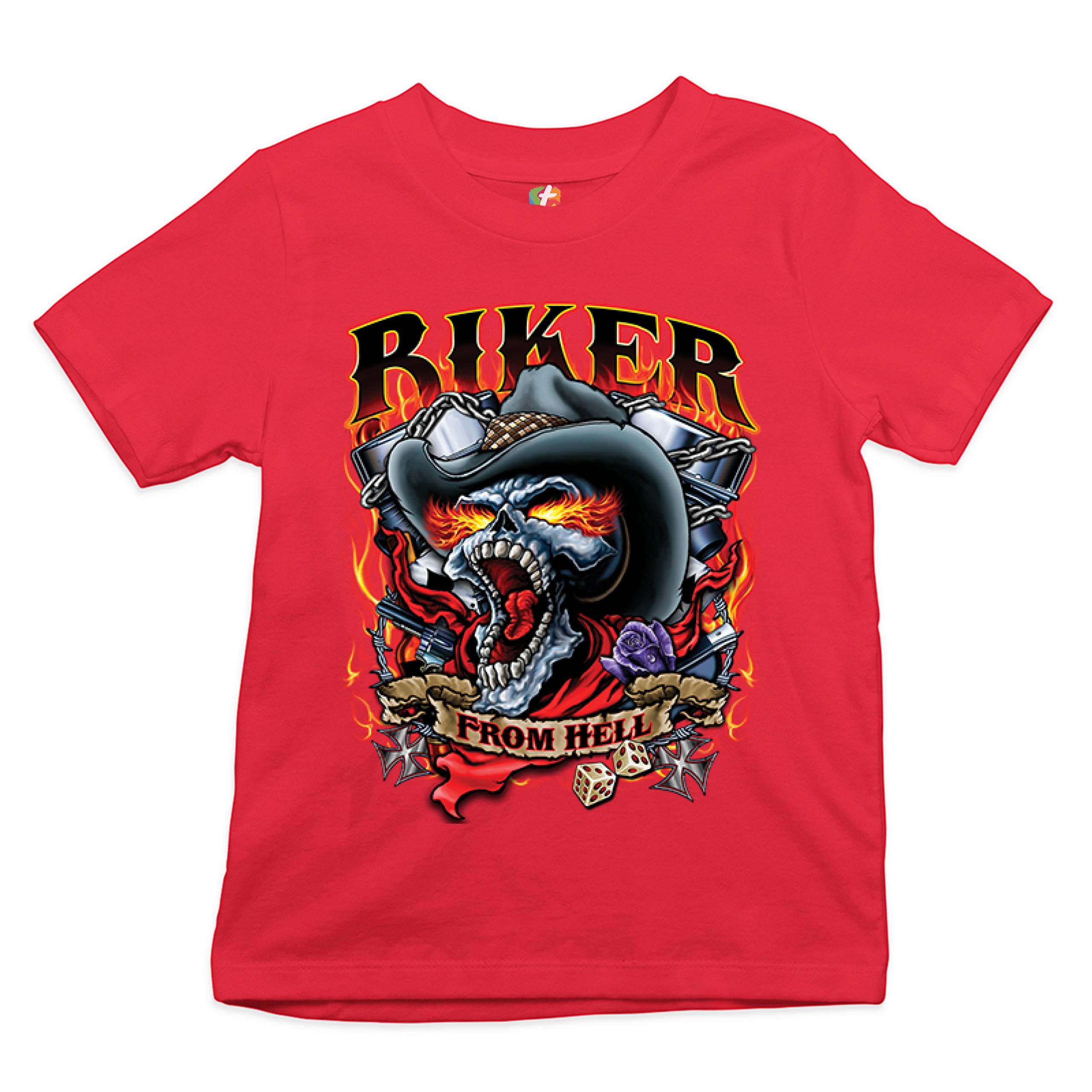 Biker From Hell Youth T-shirt Ride or Die Skeleton Outlaw Route 66 Kids - Picture 10 of 29
