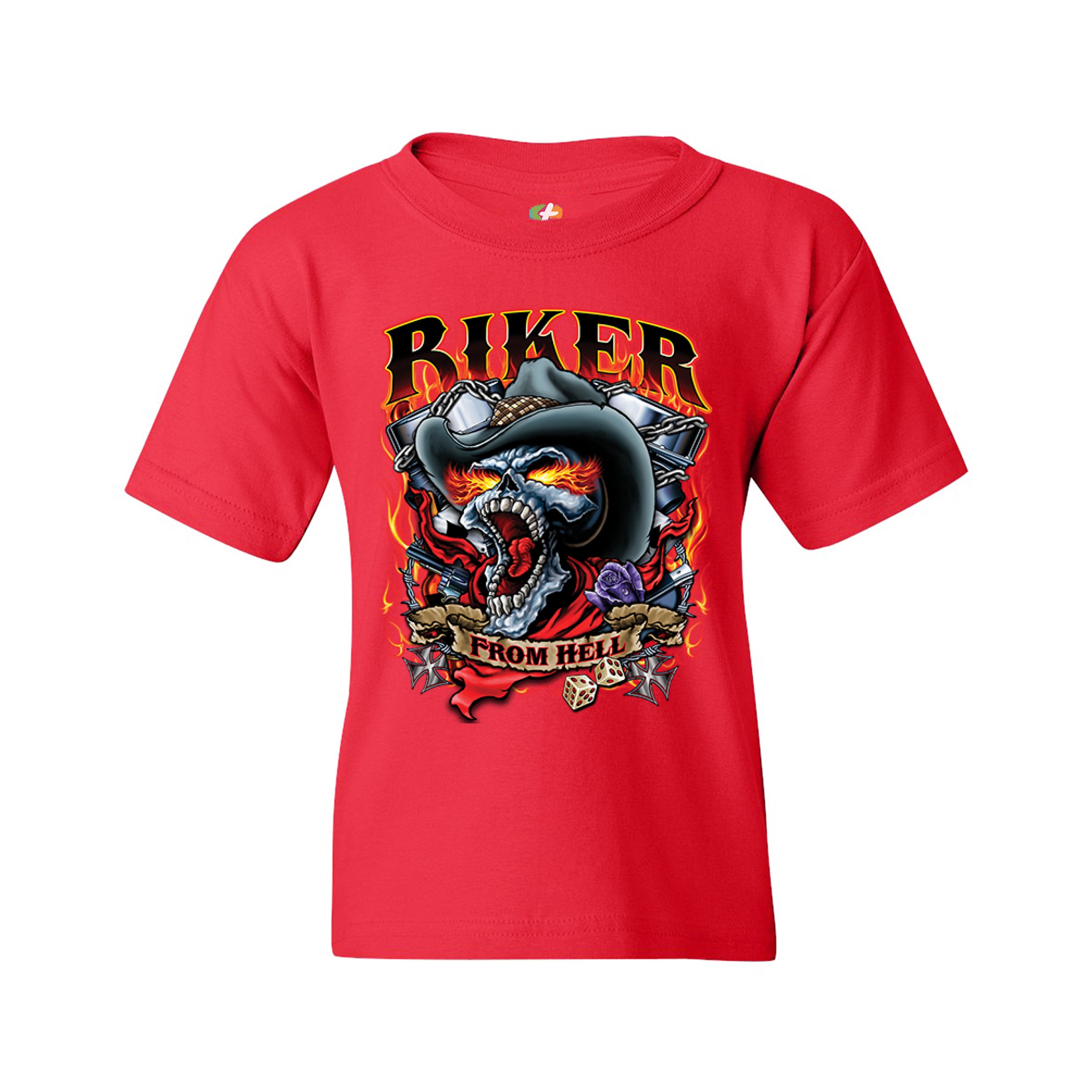 Biker From Hell Youth T-shirt Ride or Die Skeleton Outlaw Route 66 Kids - Picture 11 of 29
