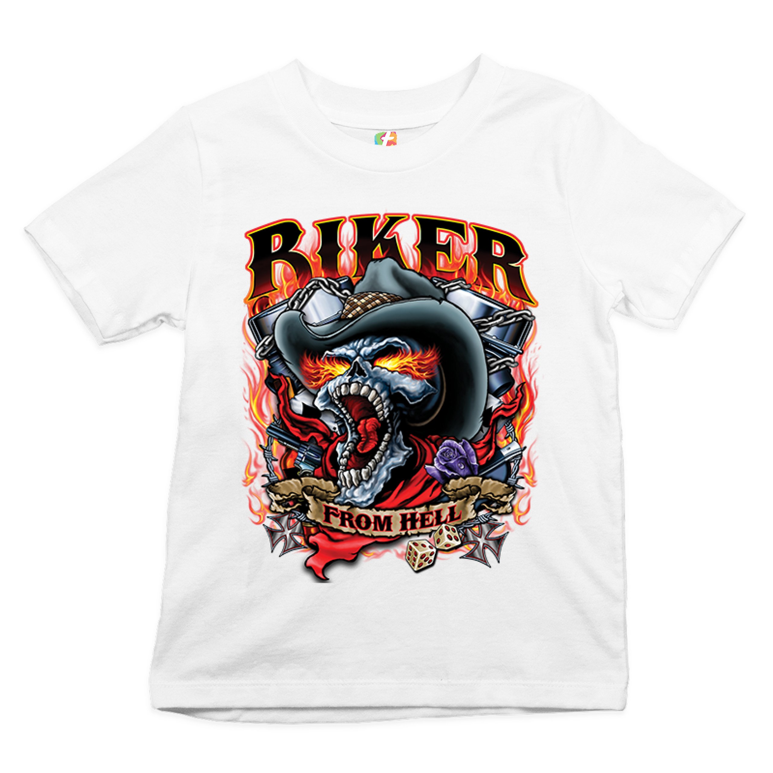 Biker From Hell Youth T-shirt Ride or Die Skeleton Outlaw Route 66 Kids - Picture 14 of 29