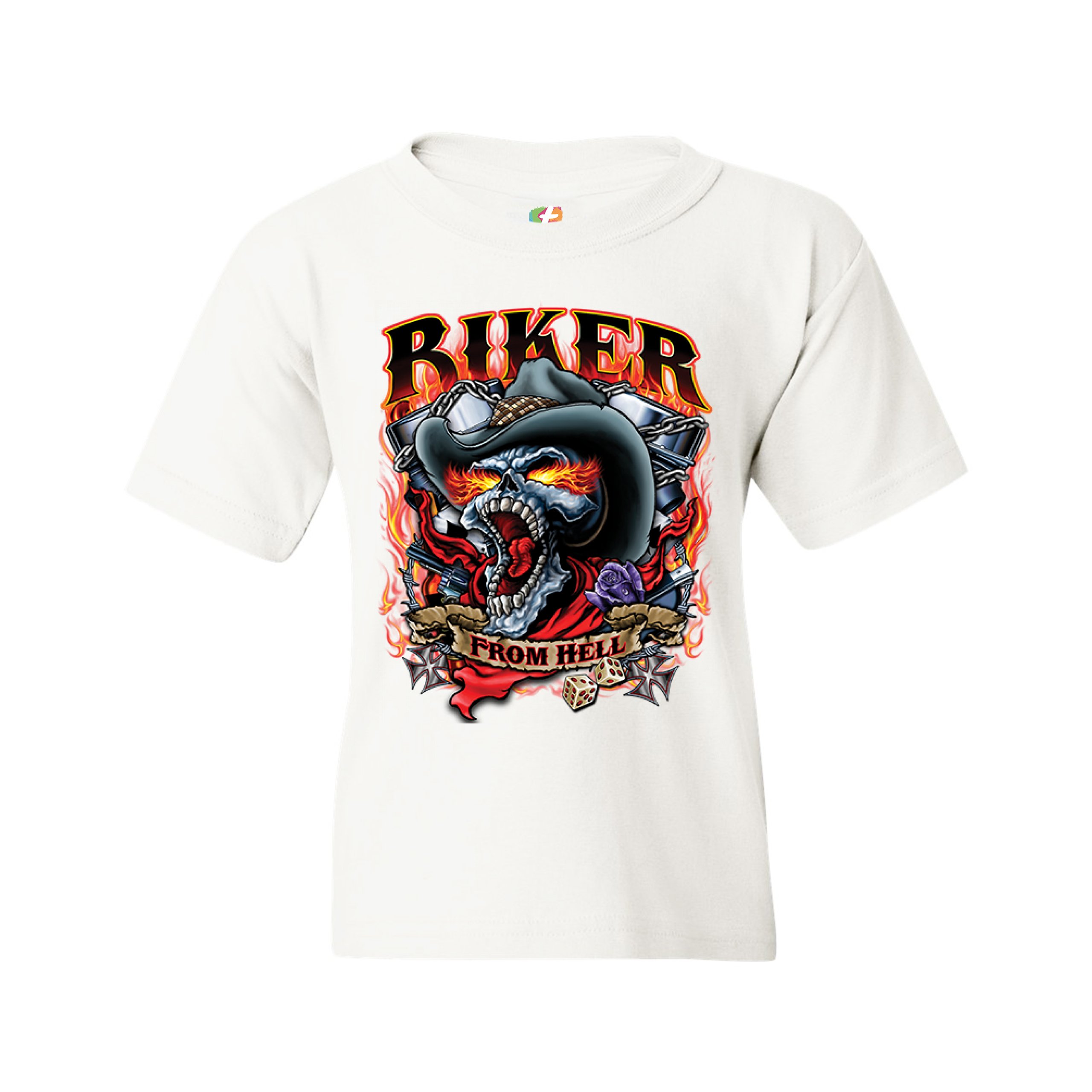 Biker From Hell Youth T-shirt Ride or Die Skeleton Outlaw Route 66 Kids - Picture 15 of 29