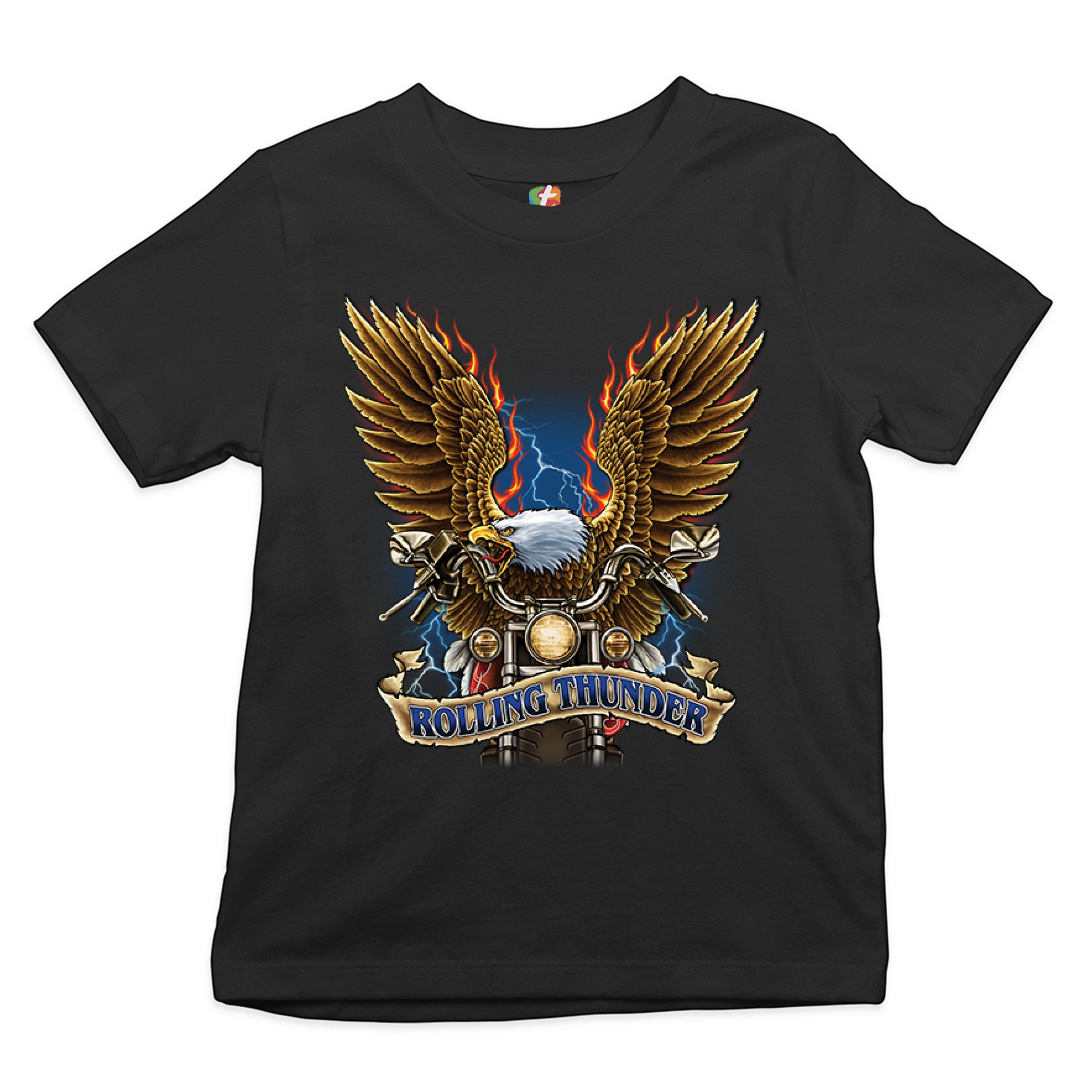 Rolling Thunder Youth T-shirt Biker Born to Be Wild Bald Eagle Outlaw Kids - Picture 2 of 29