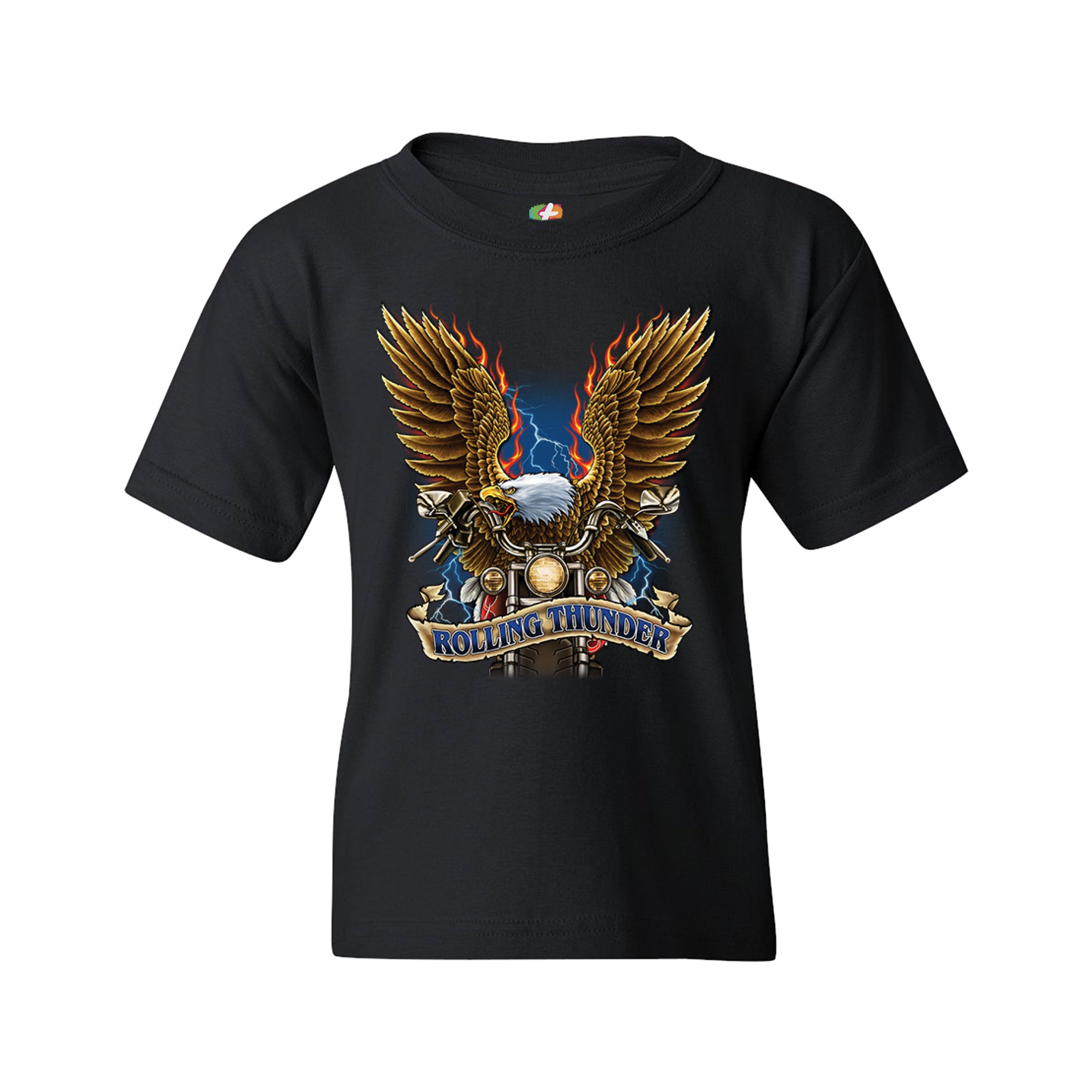 Rolling Thunder Youth T-shirt Biker Born to Be Wild Bald Eagle Outlaw Kids - Picture 3 of 29