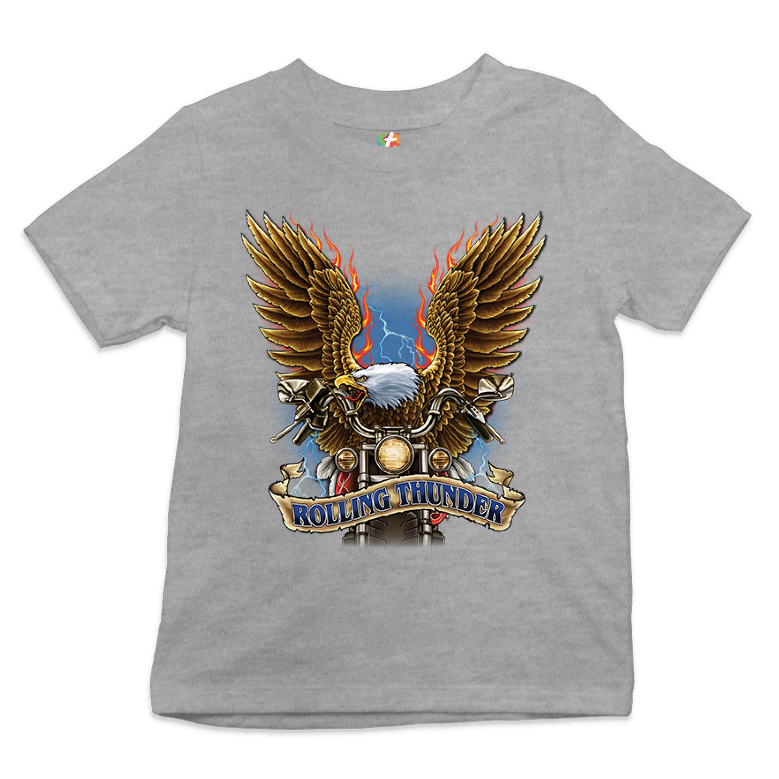 Rolling Thunder Youth T-shirt Biker Born to Be Wild Bald Eagle Outlaw Kids - Picture 6 of 29