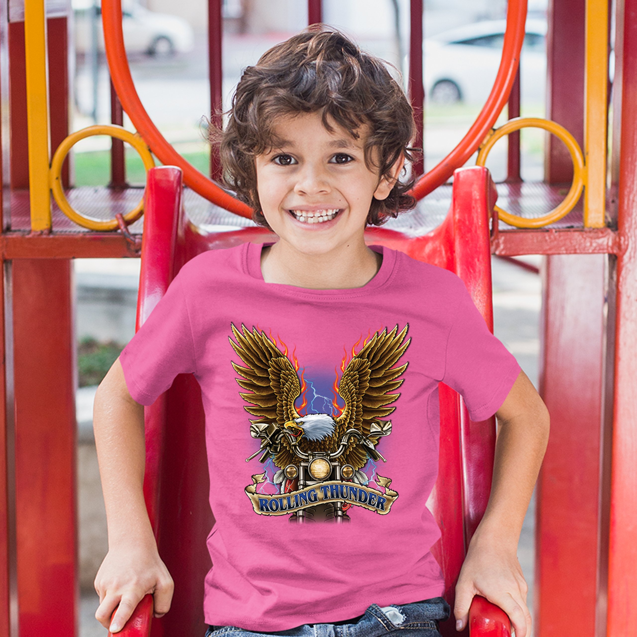 Rolling Thunder Youth T-shirt Biker Born to Be Wild Bald Eagle Outlaw Kids - Picture 29 of 29