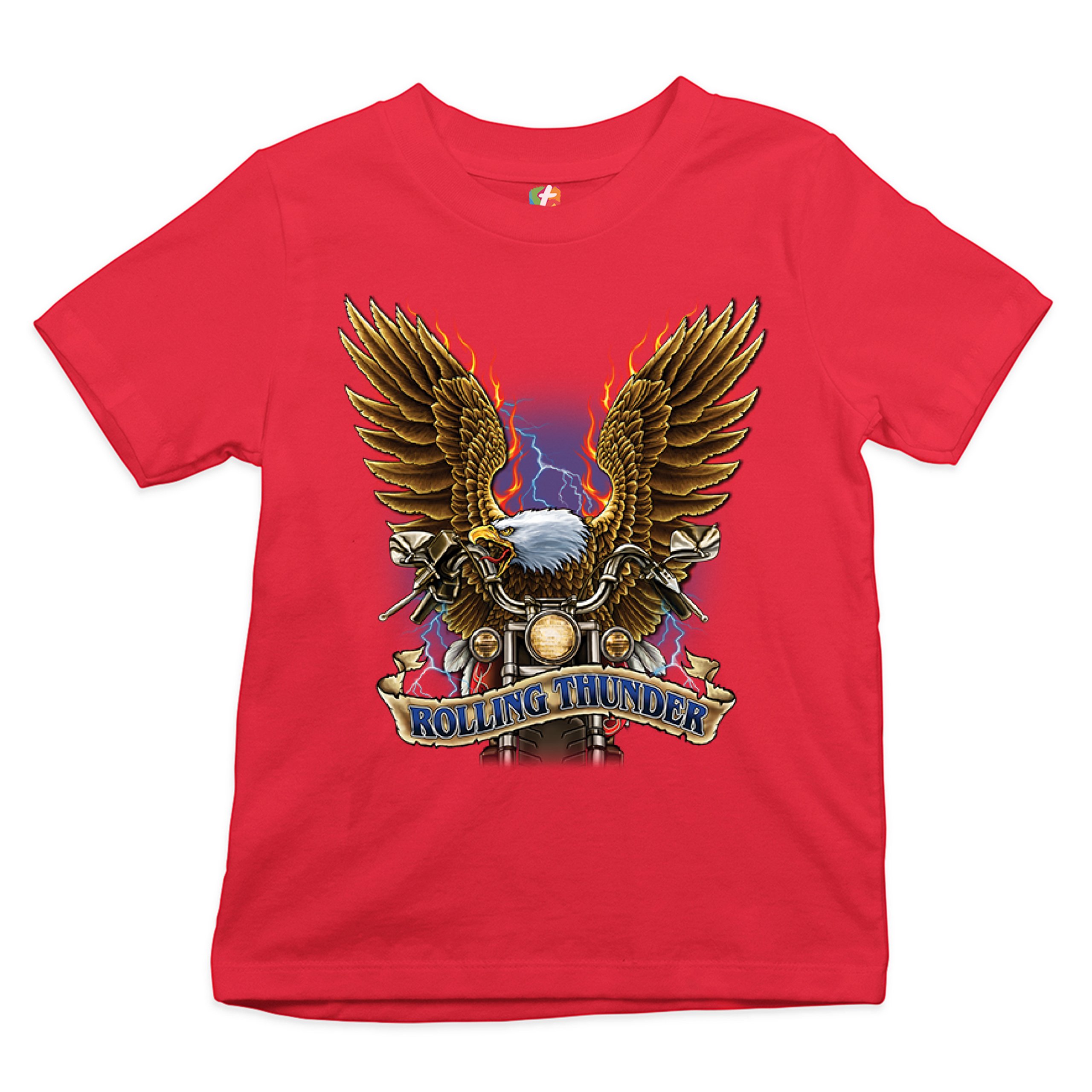 Rolling Thunder Youth T-shirt Biker Born to Be Wild Bald Eagle Outlaw Kids - Picture 10 of 29