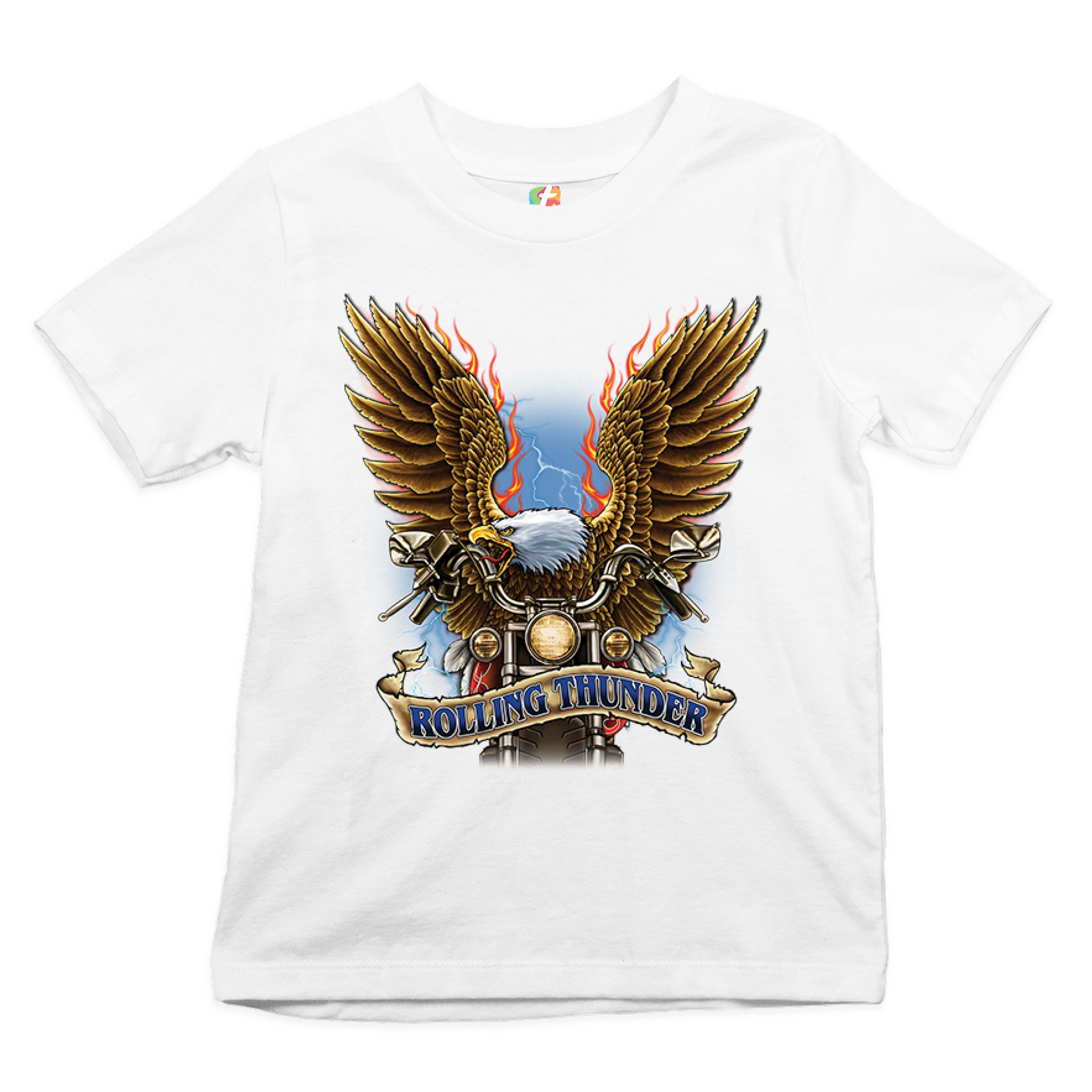 Rolling Thunder Youth T-shirt Biker Born to Be Wild Bald Eagle Outlaw Kids - Picture 14 of 29