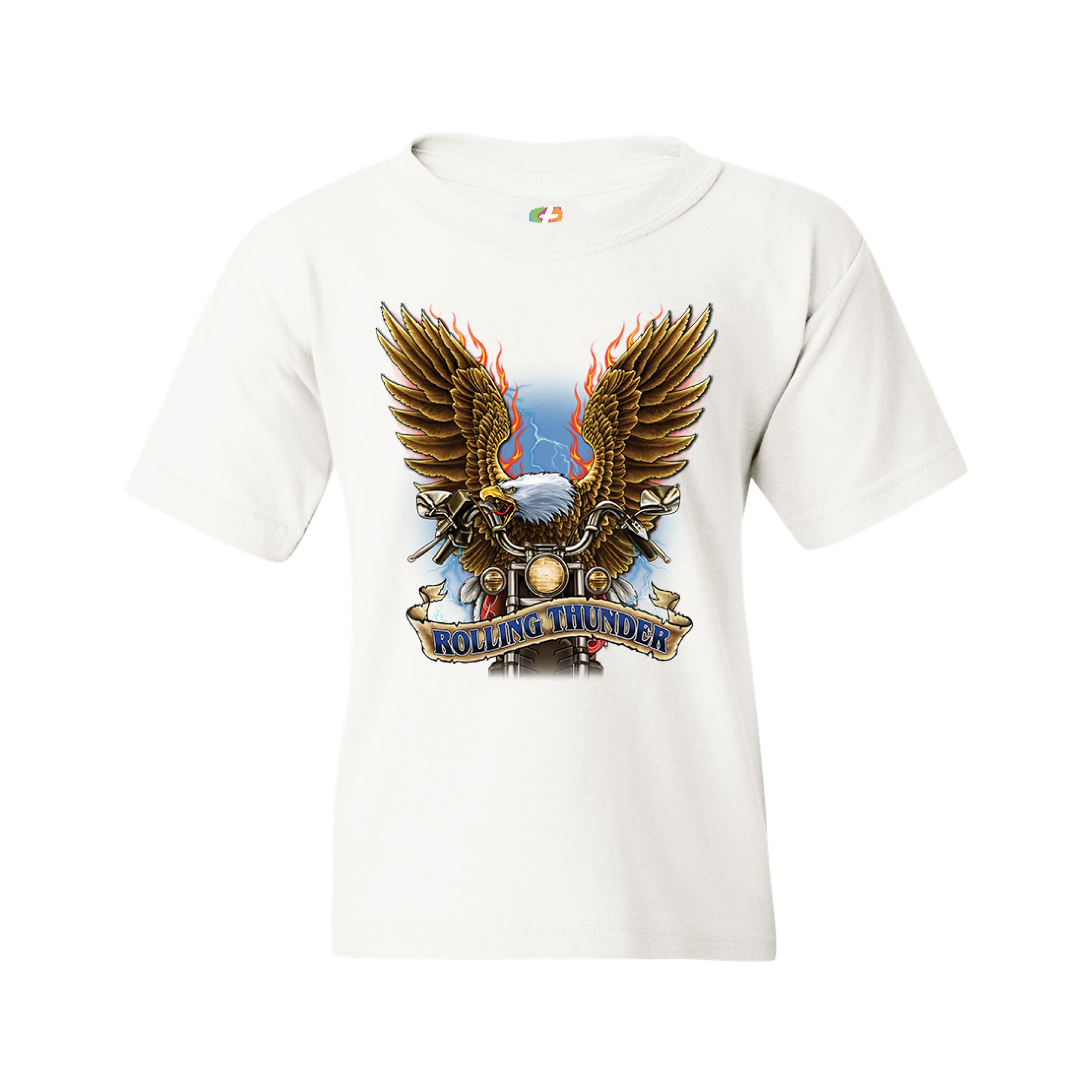 Rolling Thunder Youth T-shirt Biker Born to Be Wild Bald Eagle Outlaw Kids - Picture 15 of 29