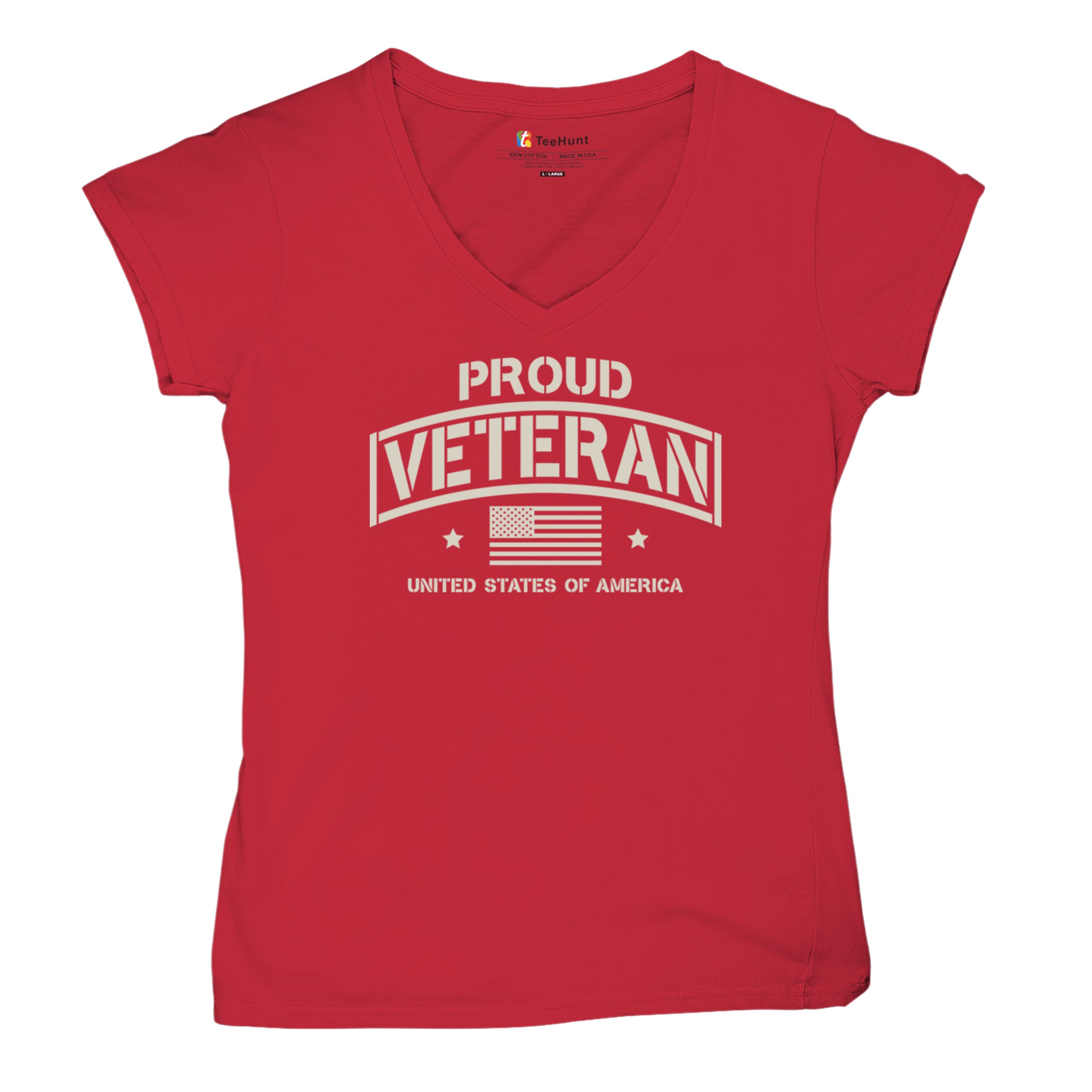 Proud Veteran Women's V-Neck T-shirt Veteran's Day Military American Flag Tee - Picture 20 of 36