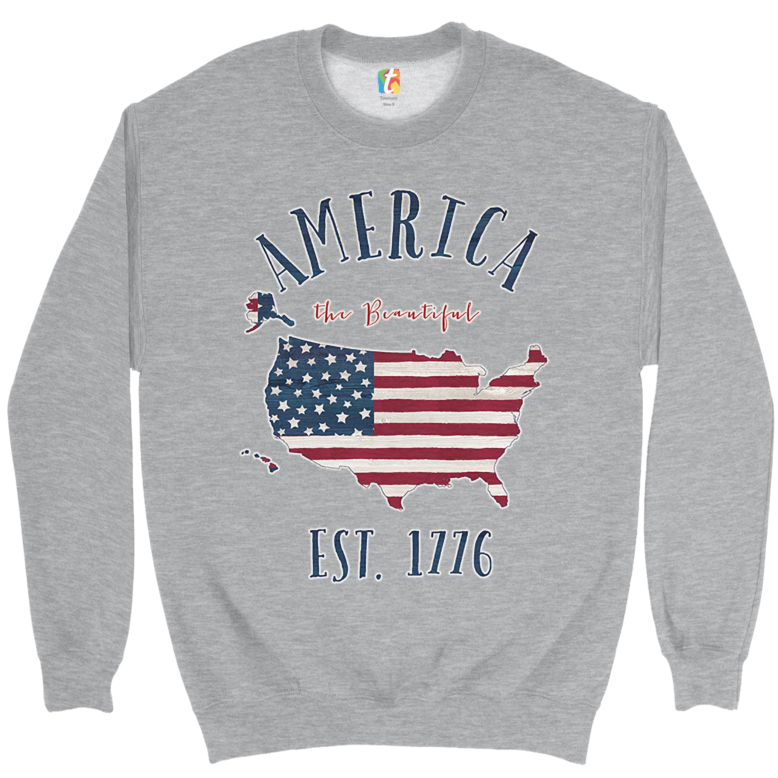 America the Beautiful Est. 1776 Sweatshirt Patriotic 4th of July USA Crewneck - Picture 7 of 11