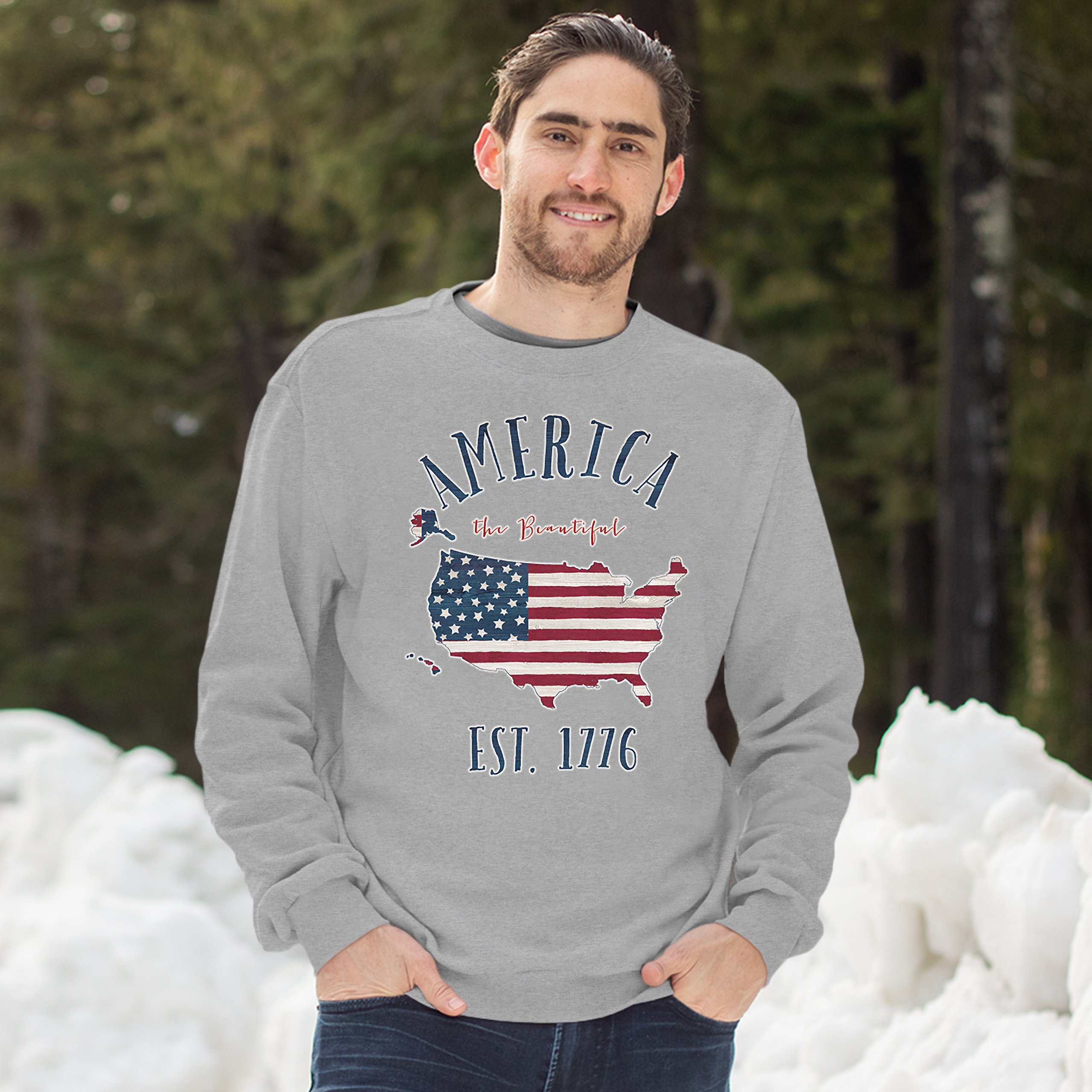 America the Beautiful Est. 1776 Sweatshirt Patriotic 4th of July USA Crewneck - Picture 10 of 11